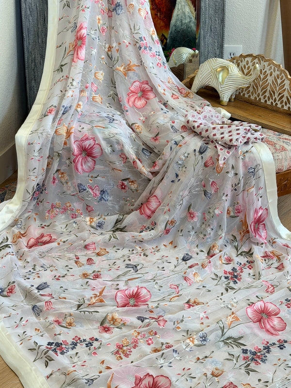 Chiffon Floral Printed Saree