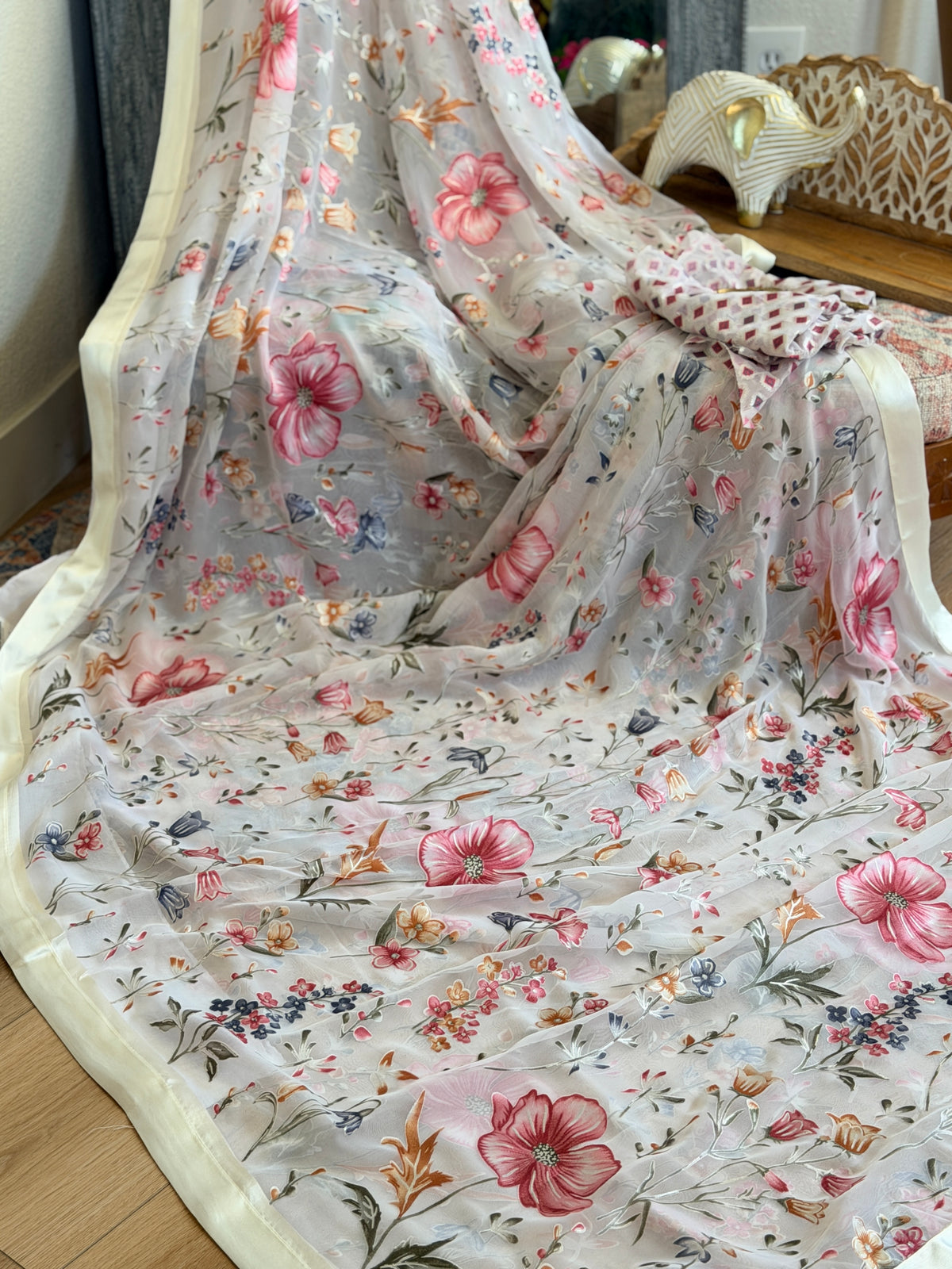 Chiffon Floral Printed Saree