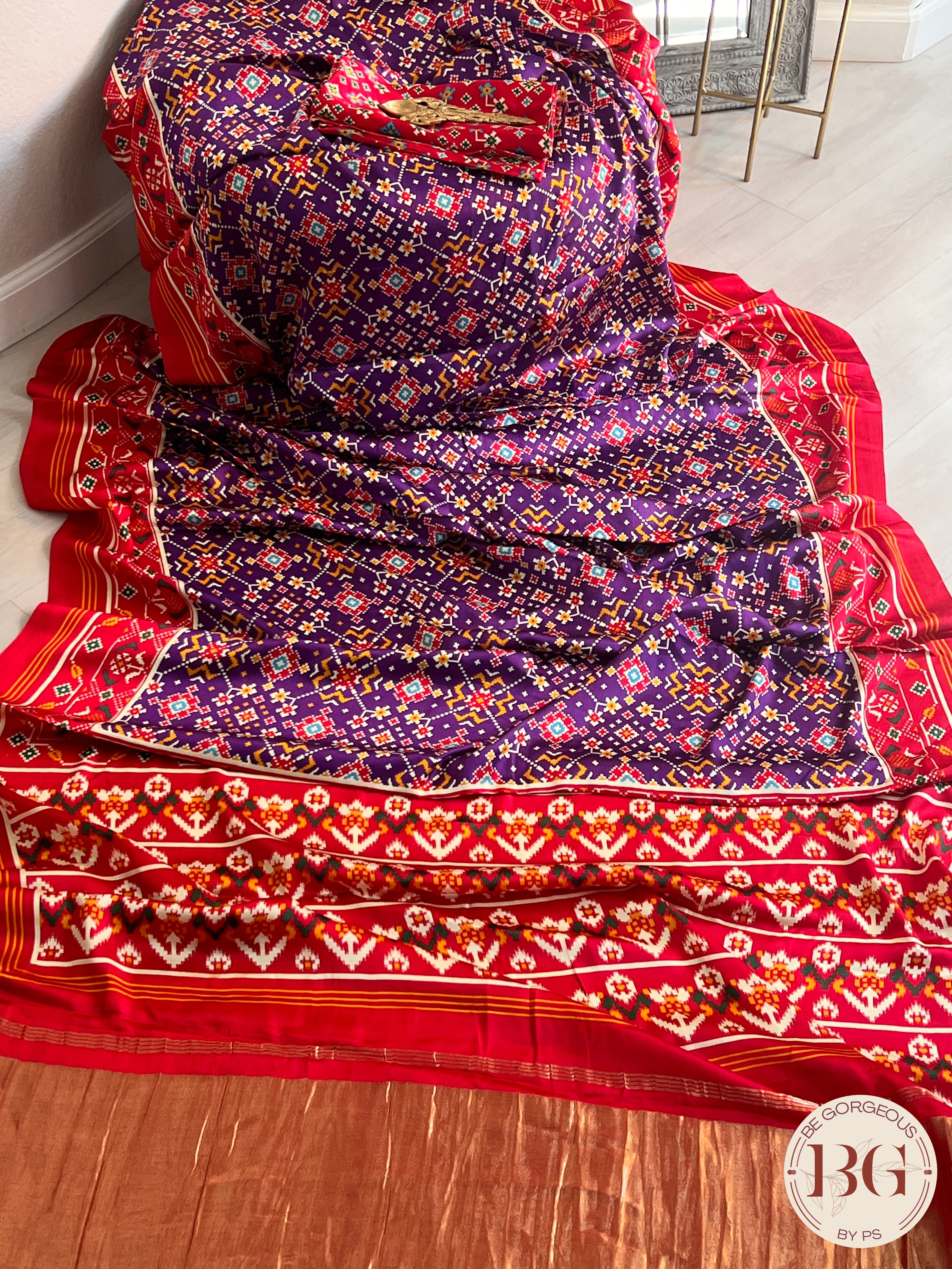 Gajji Silk saree with tissue pallu and patola print saree color - purple
