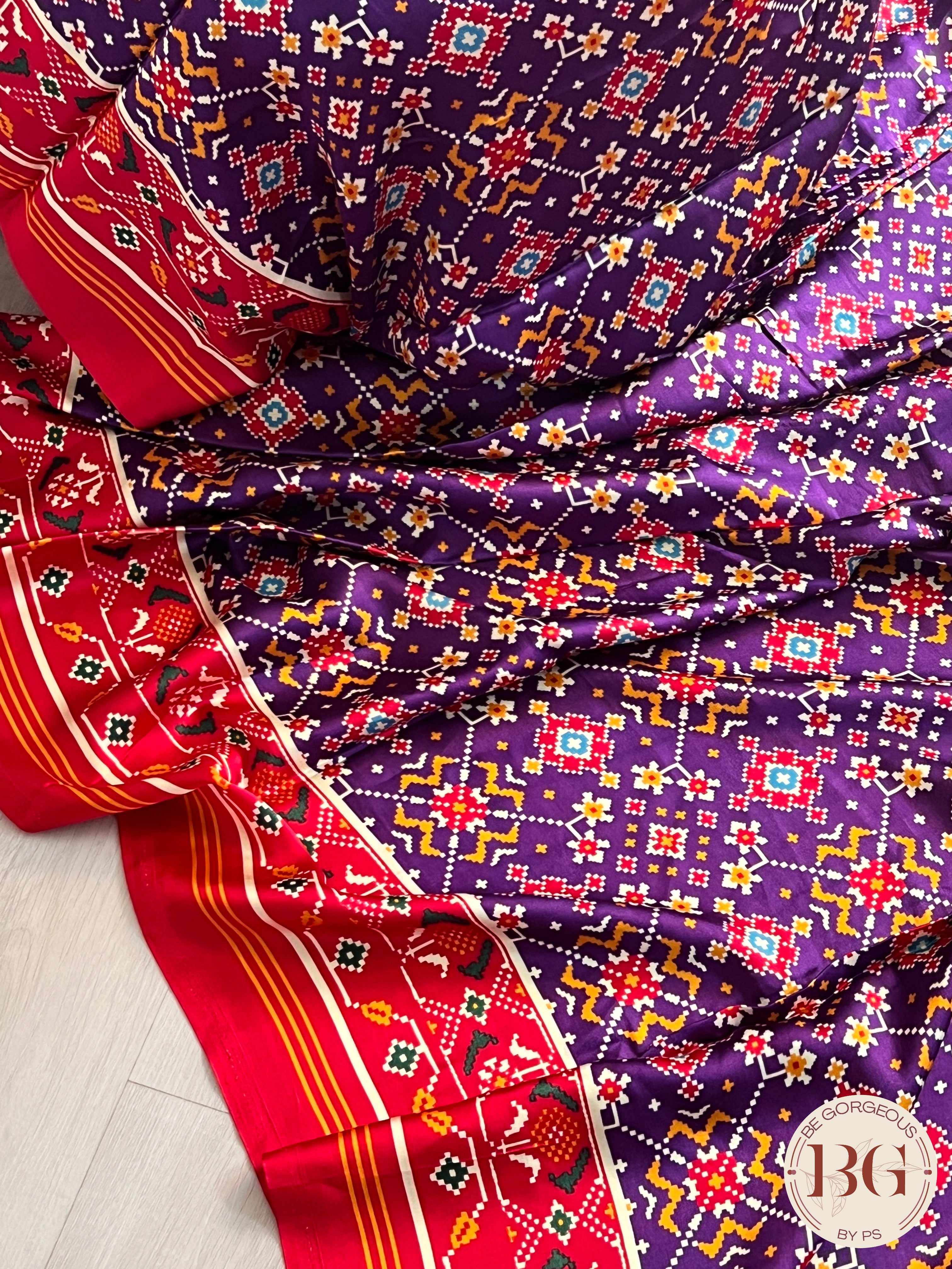 Gajji Silk saree with tissue pallu and patola print saree color - purple