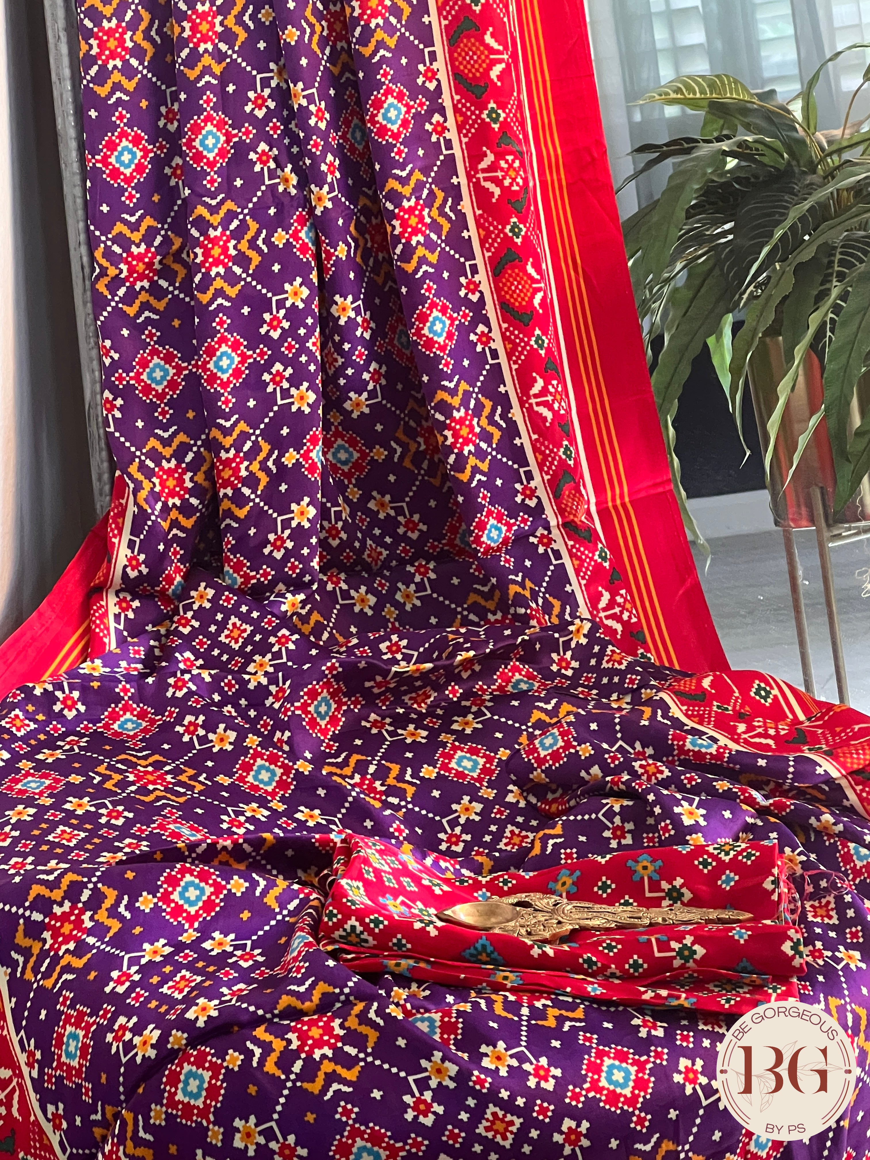 Gajji Silk saree with tissue pallu and patola print saree color - purple