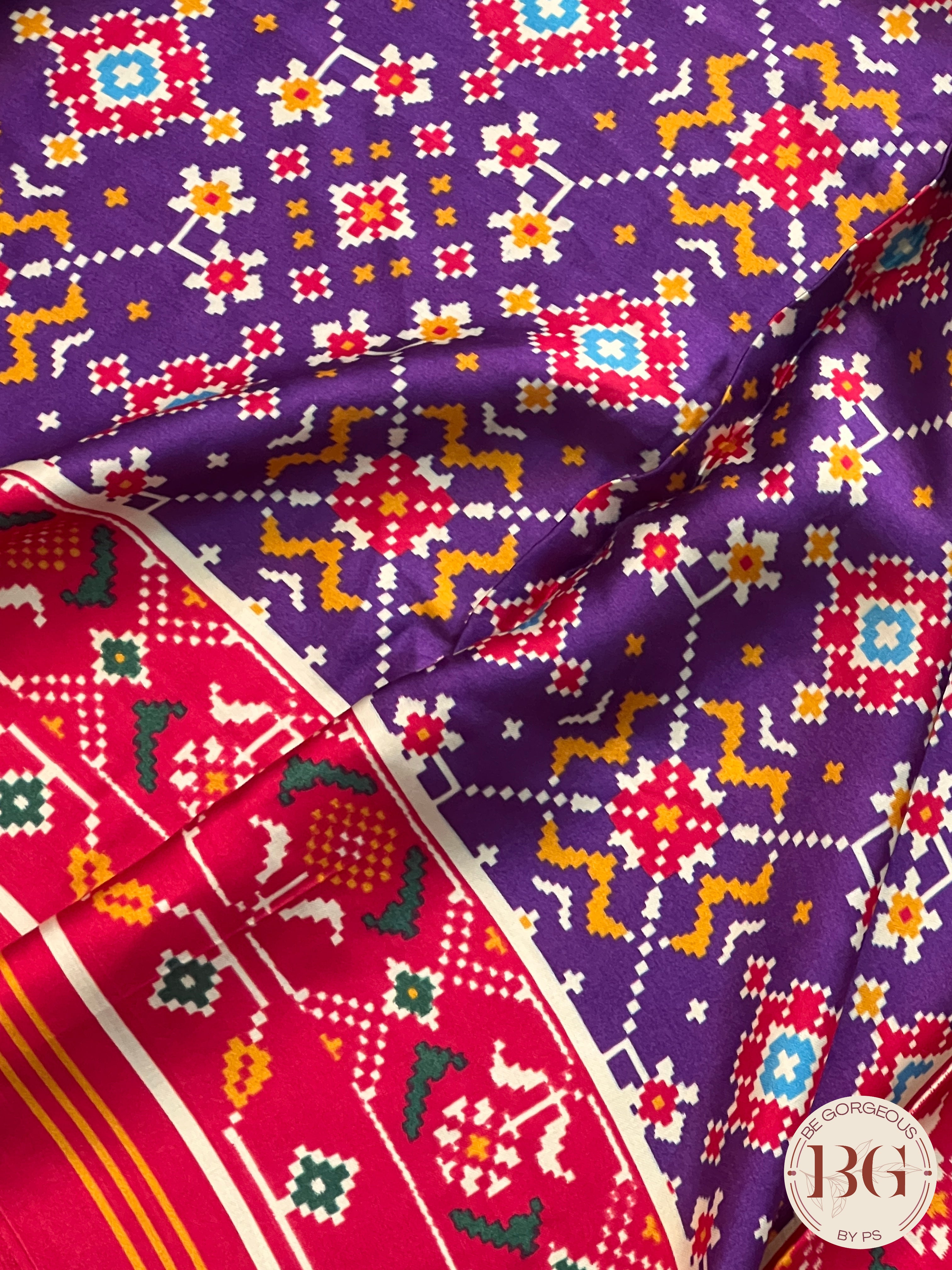 Gajji Silk saree with tissue pallu and patola print saree color - purple