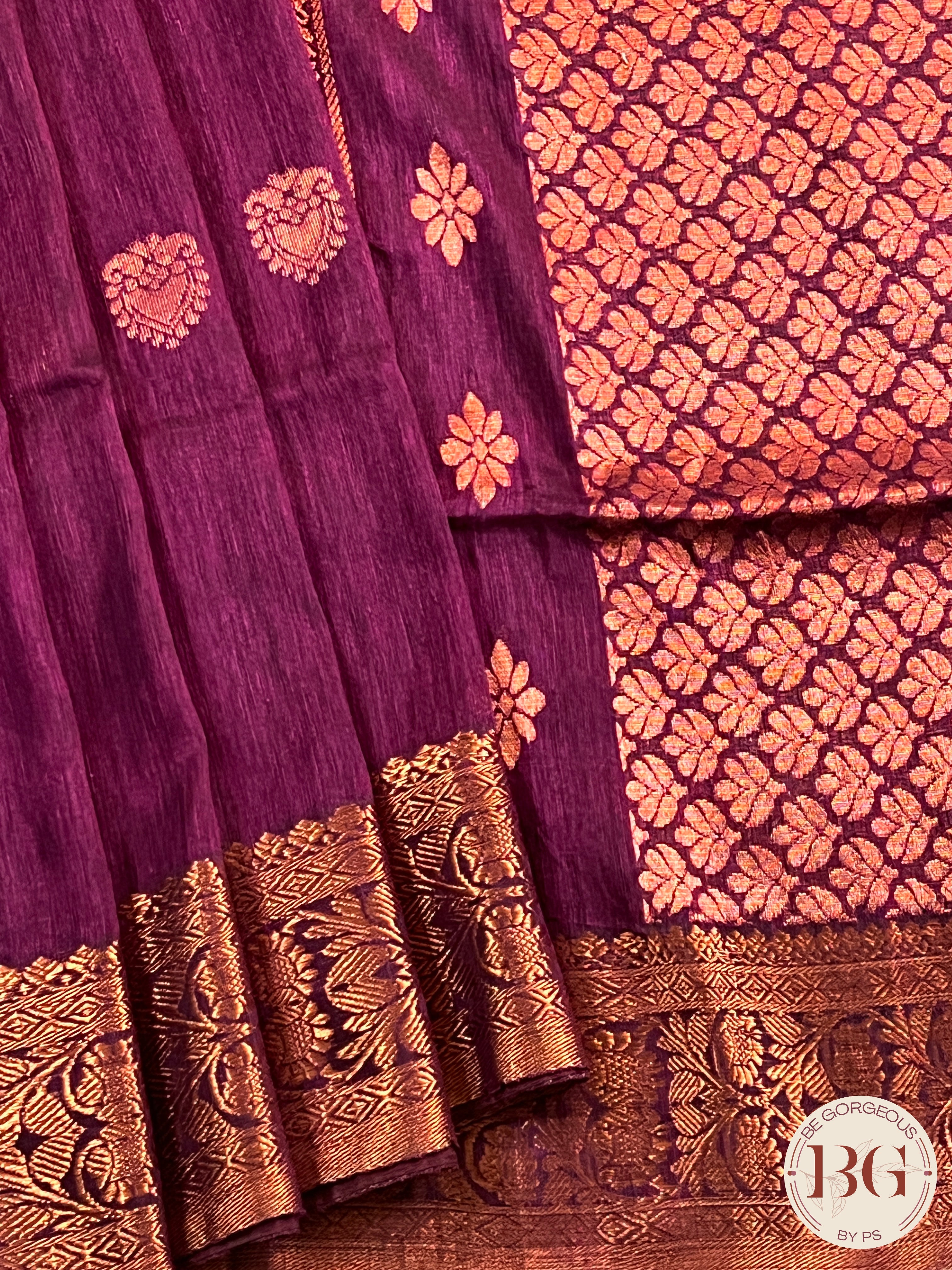 Linen Handloom Saree saree color - purple