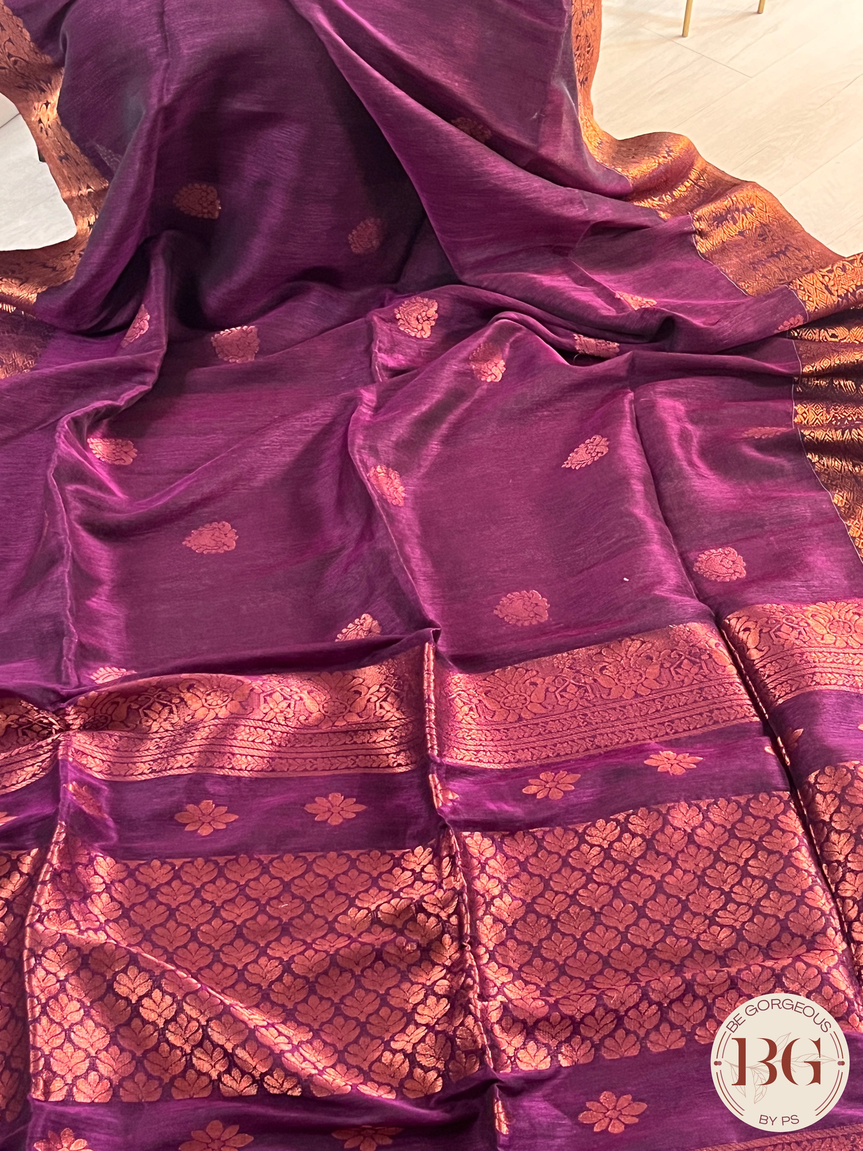 Linen Handloom Saree saree color - purple