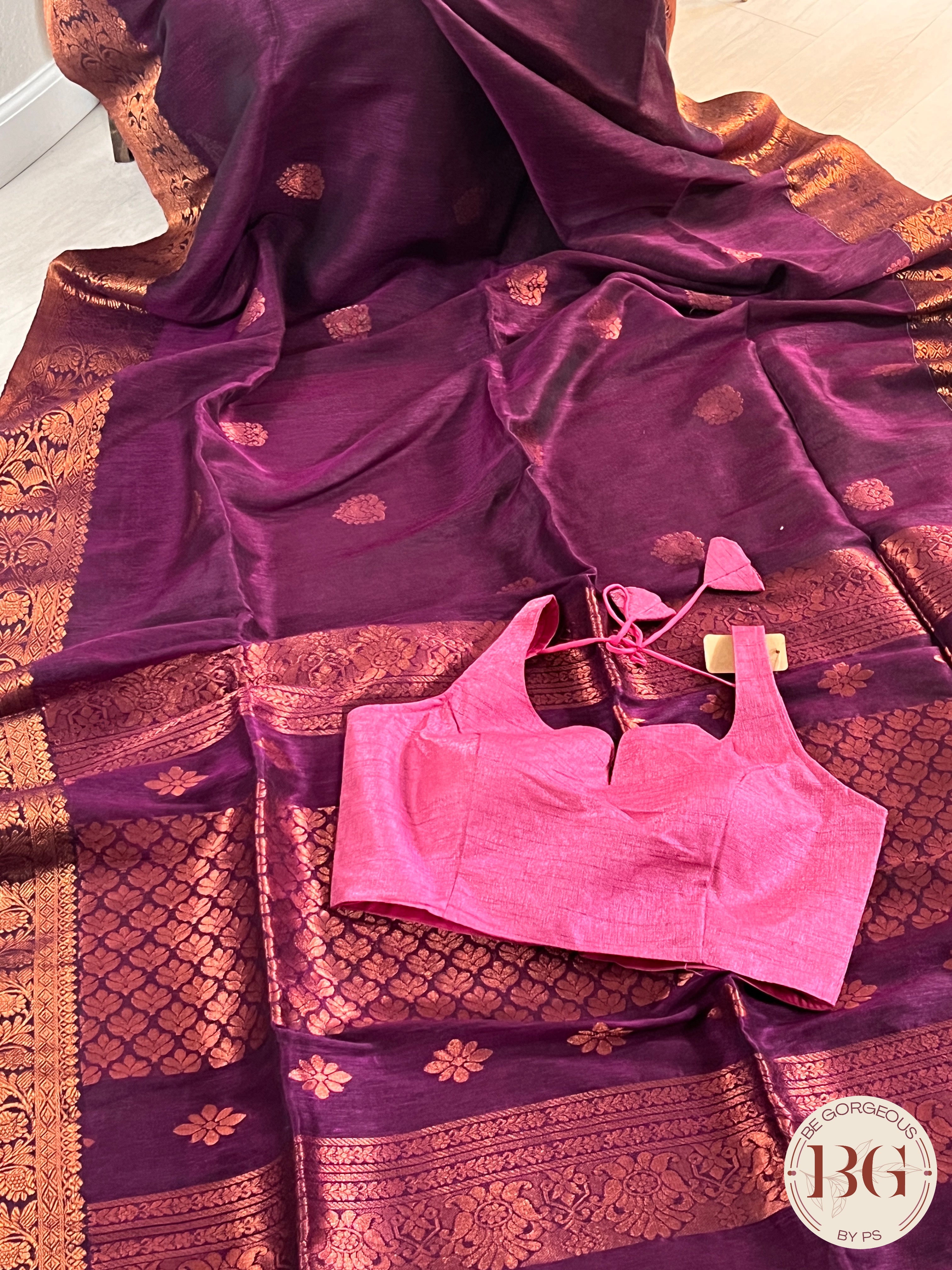 Linen Handloom Saree saree color - purple