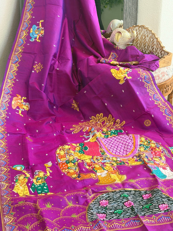 Kandarpa hasthi design on pure silk