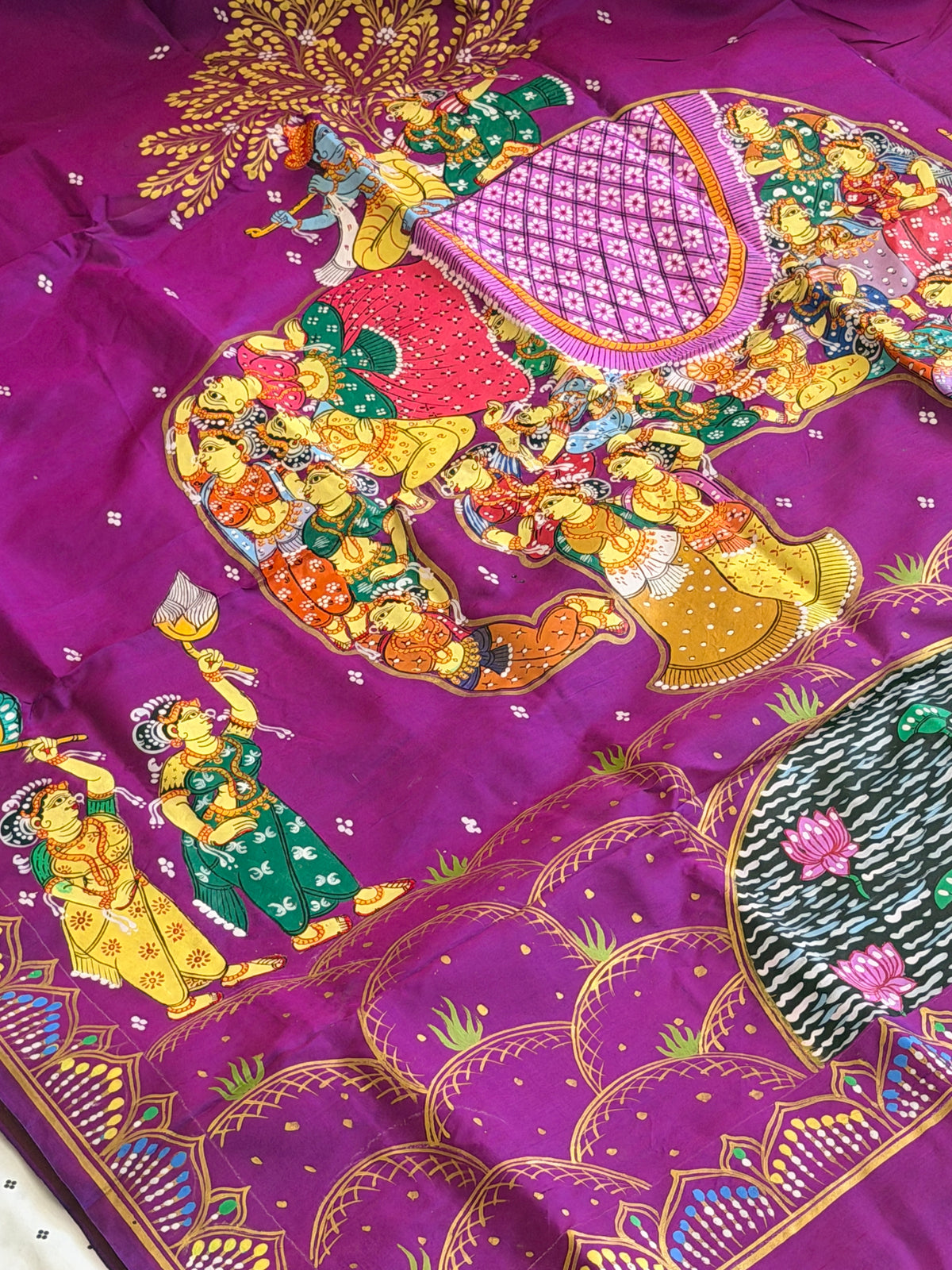 Kandarpa hasthi design on pure silk