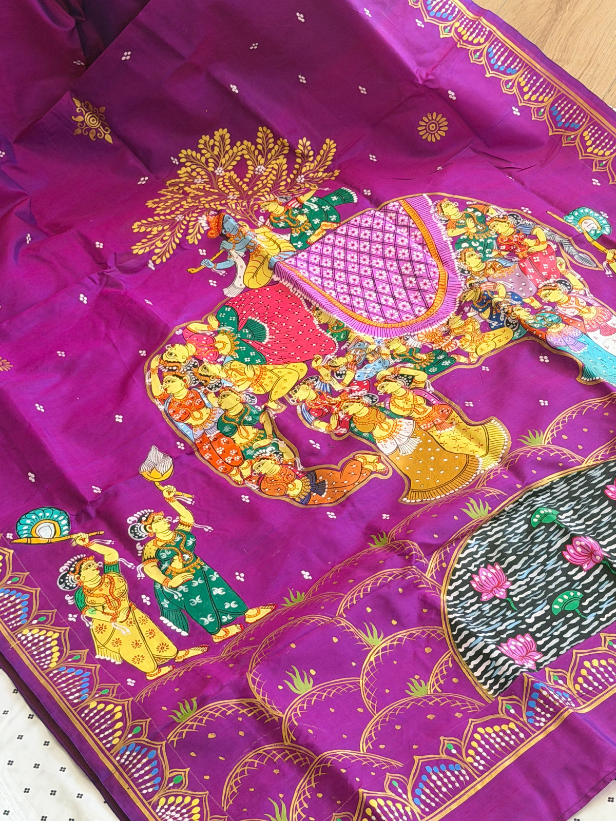 Kandarpa hasthi design on pure silk
