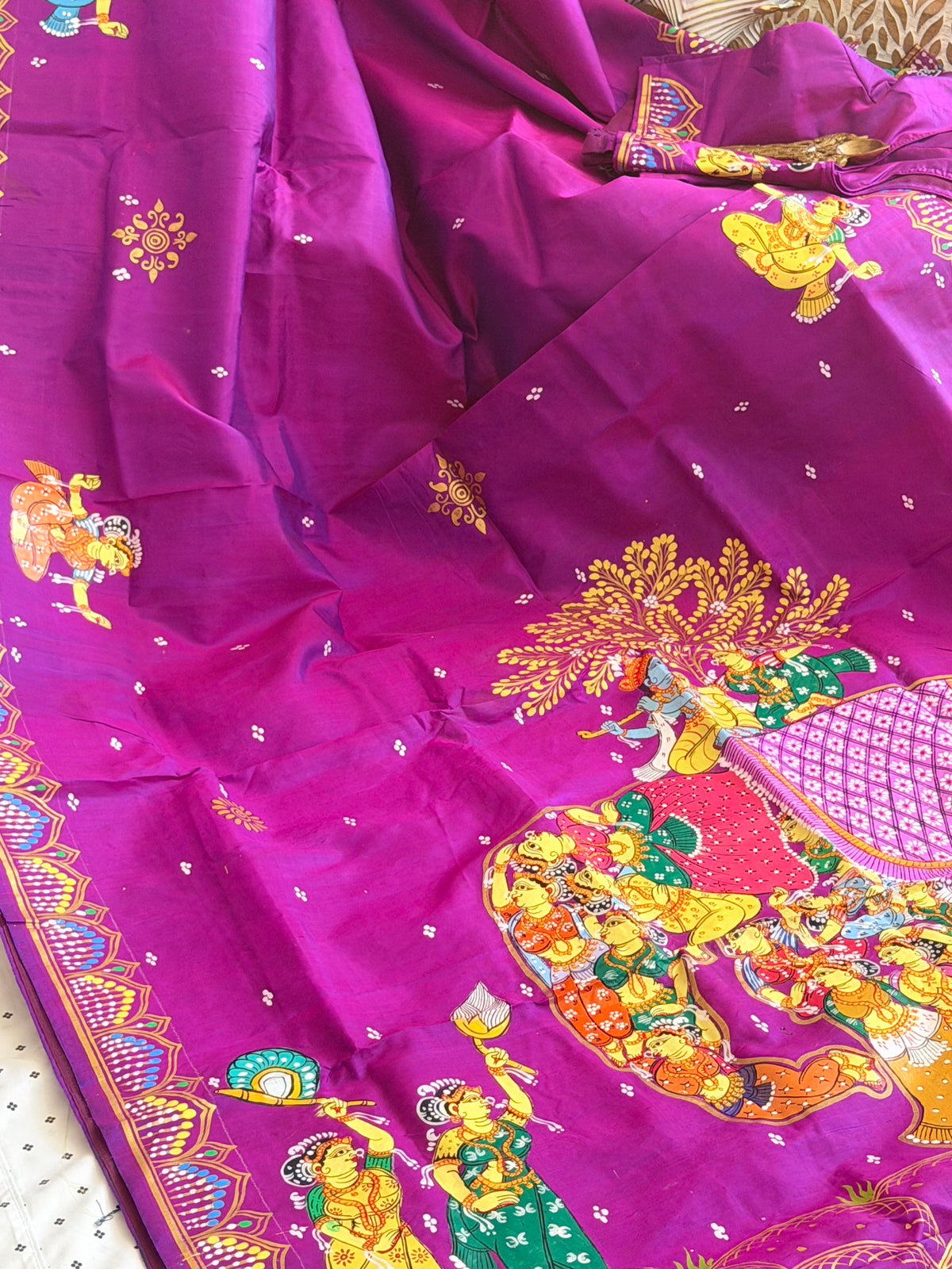 Kandarpa hasthi design on pure silk