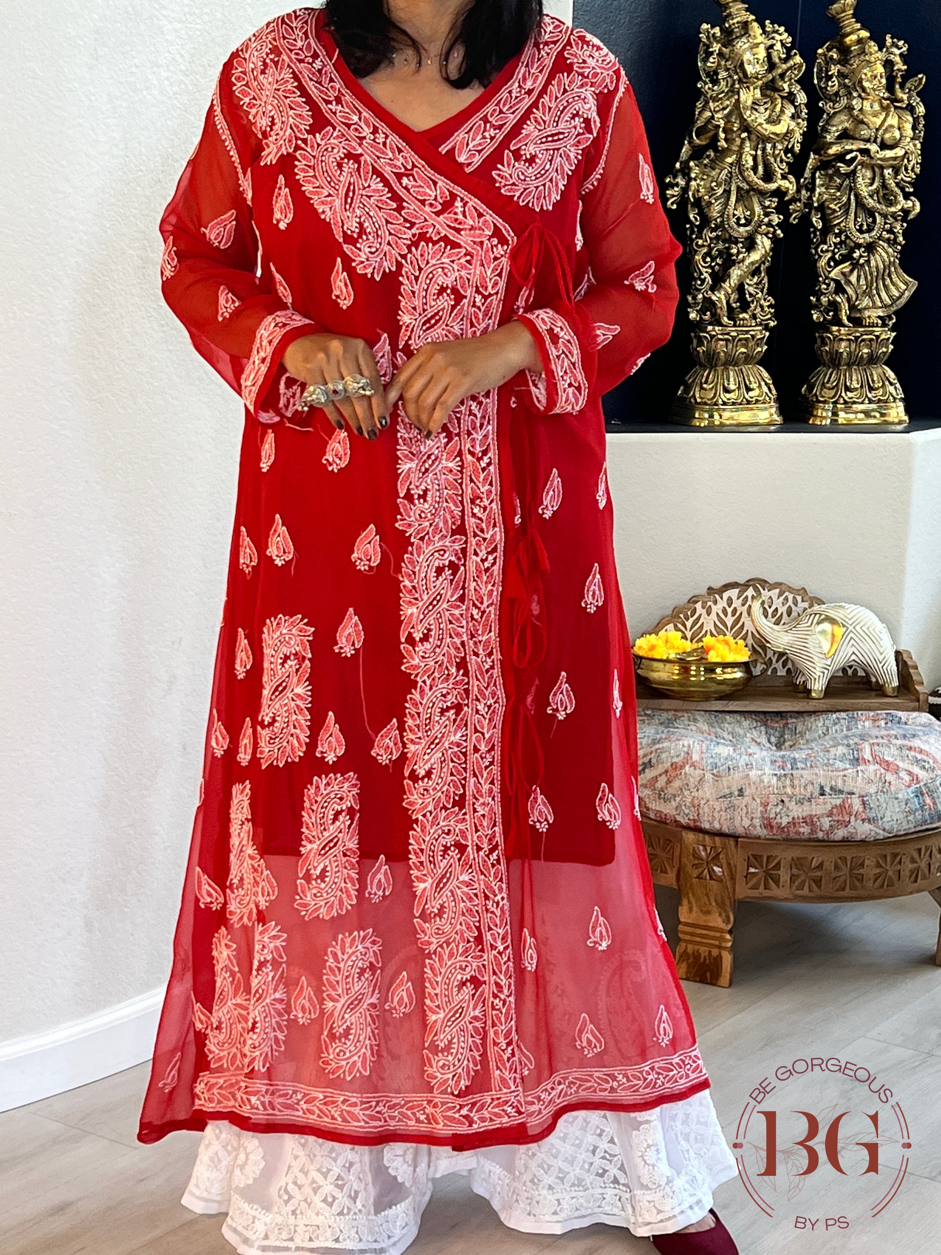 Nice Red Color) Hand Chikankari Lucknowi Cotton Silk Kurti Lucknow Ch –  Lucknow Chikan Emporium