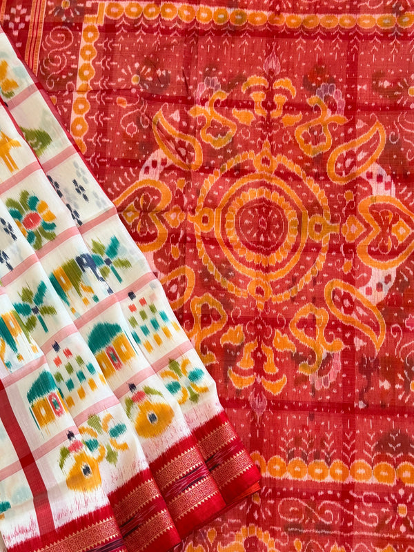 White red Nabkothi saree