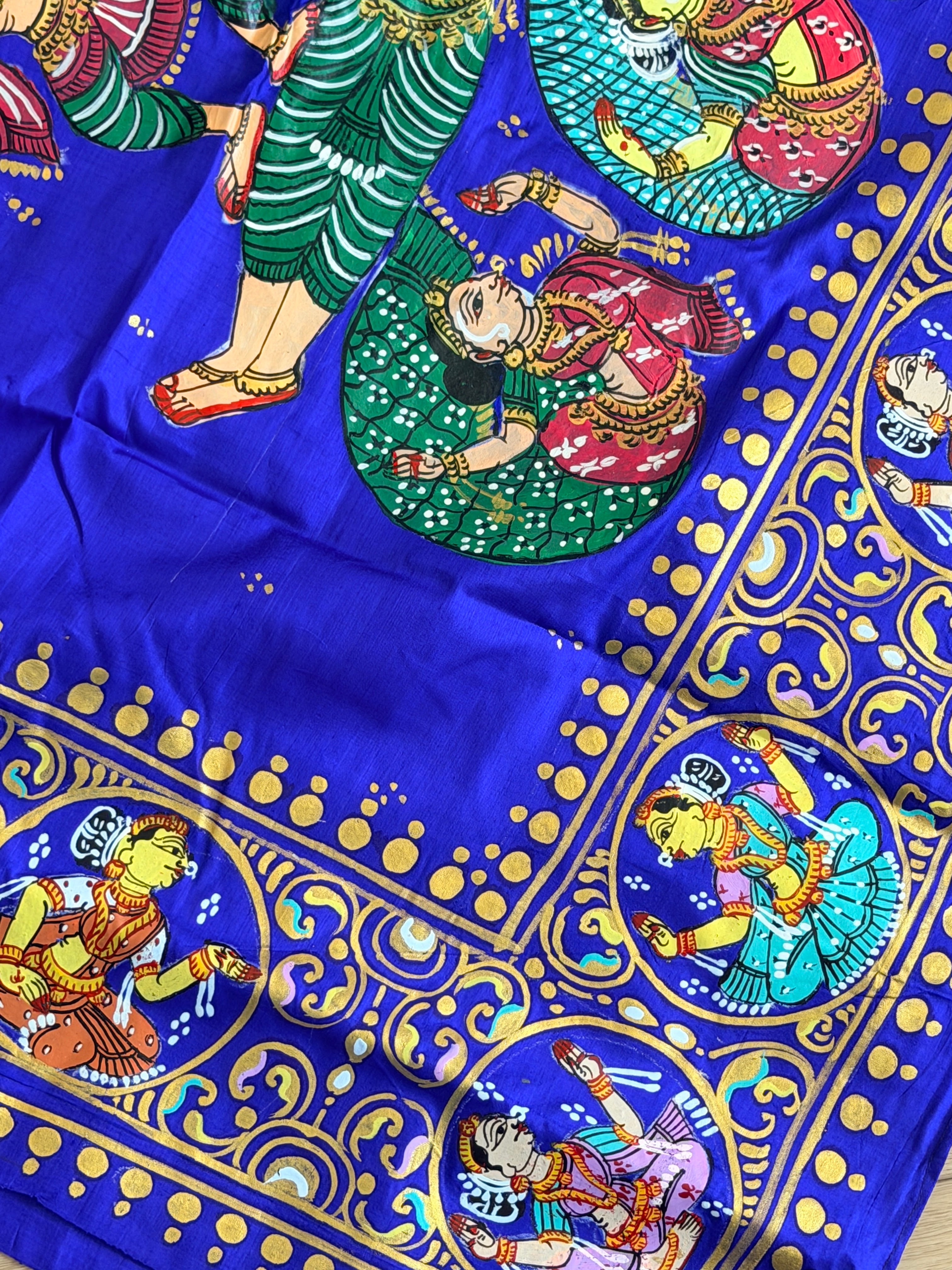 Pattachitra Kandarpa ratha theme saree on pure silk