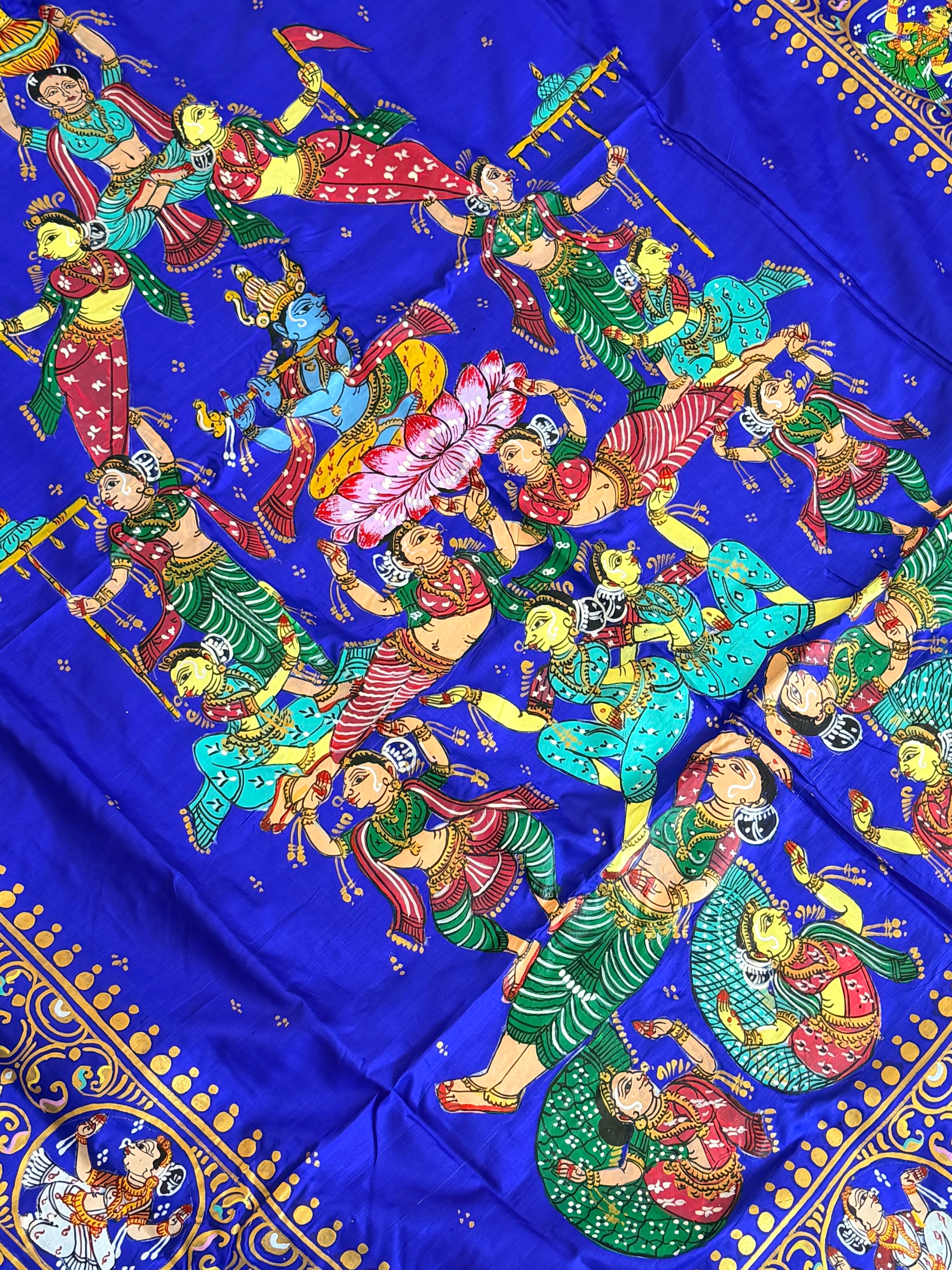 Pattachitra Kandarpa ratha theme saree on pure silk