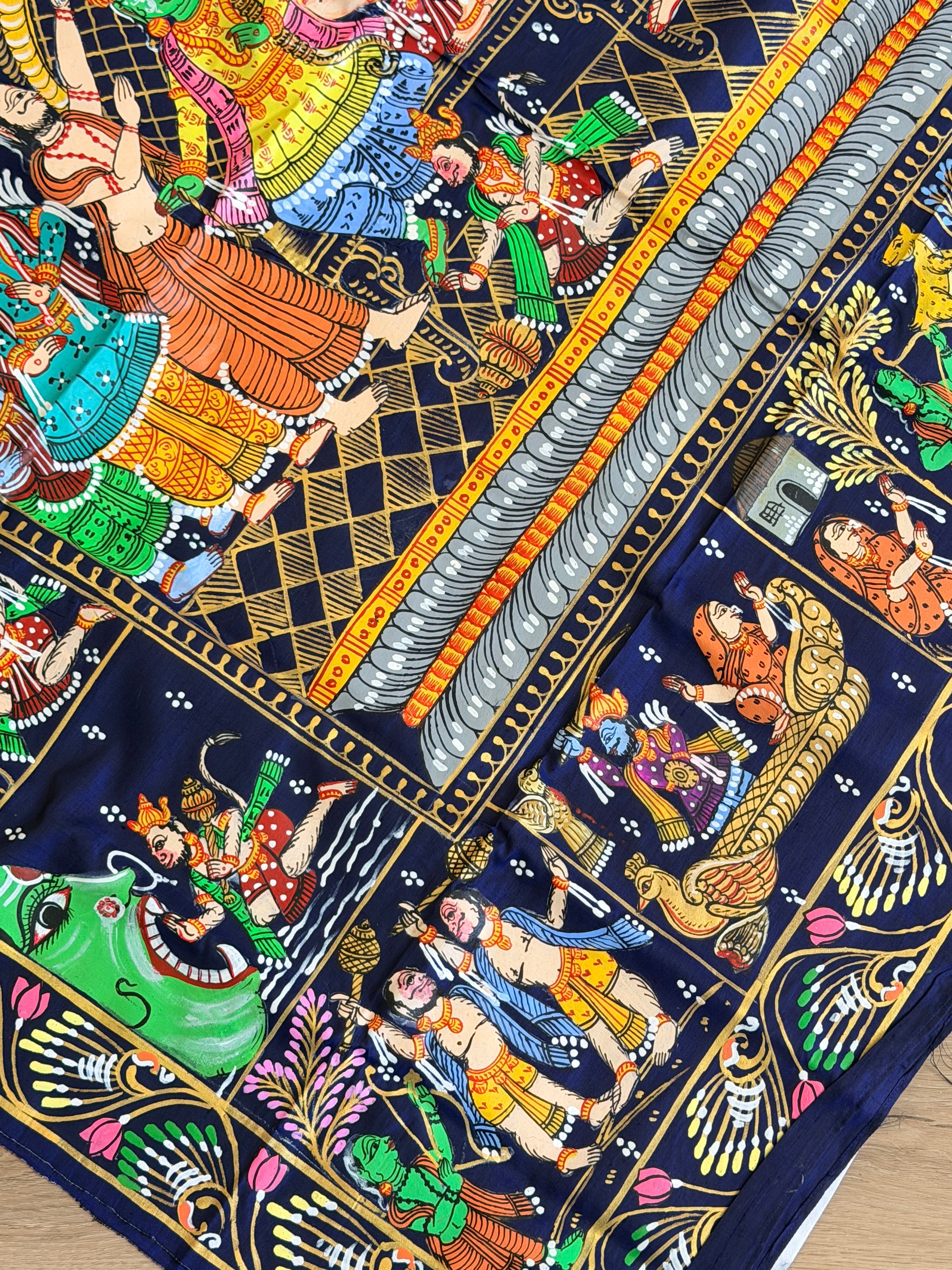 Pattachitra Ram darbar theme saree on pure silk