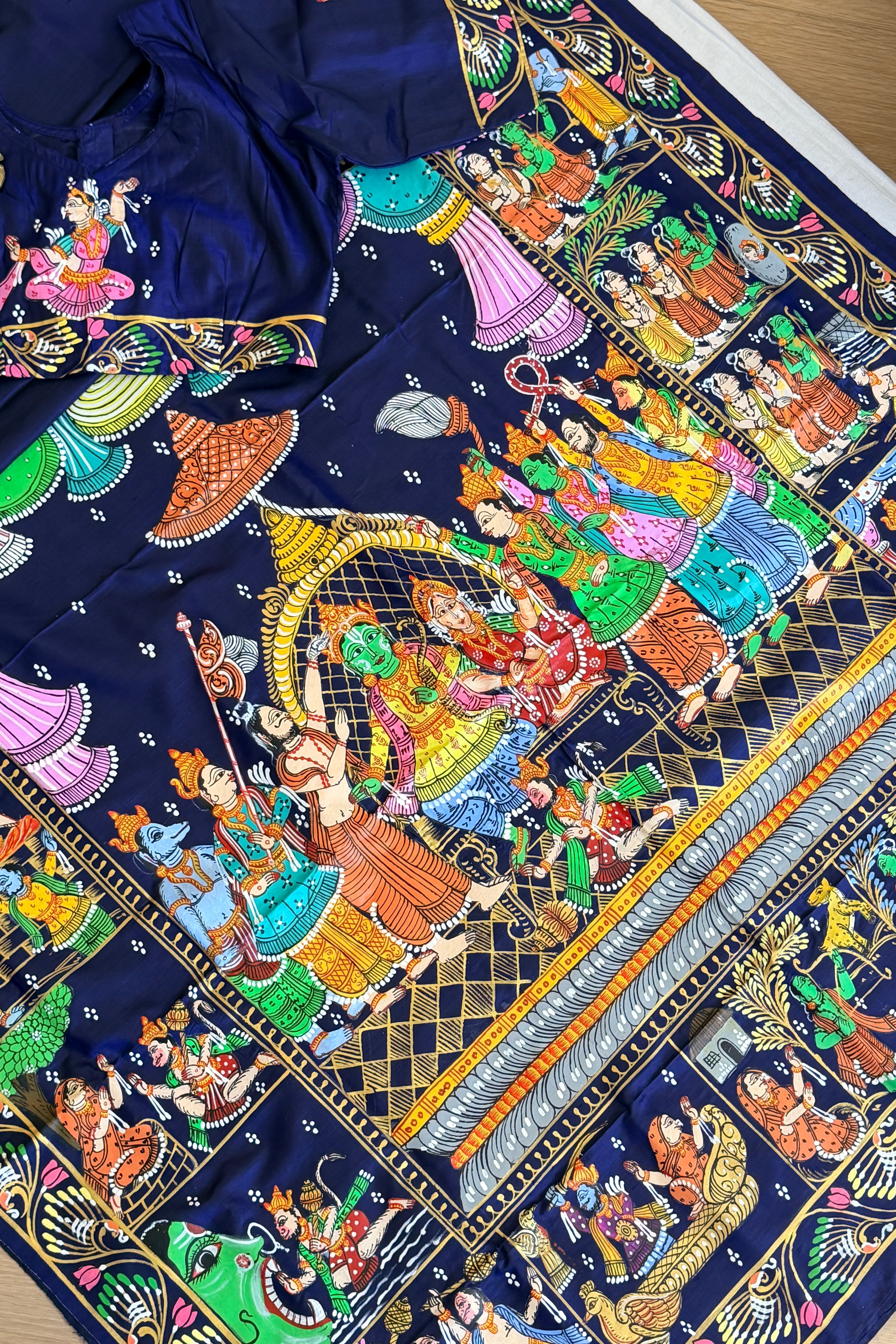 Pattachitra Ram darbar theme saree on pure silk