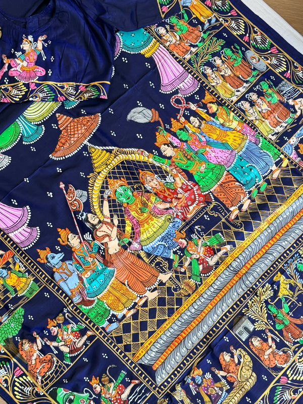 Pattachitra Ram darbar theme saree on pure silk