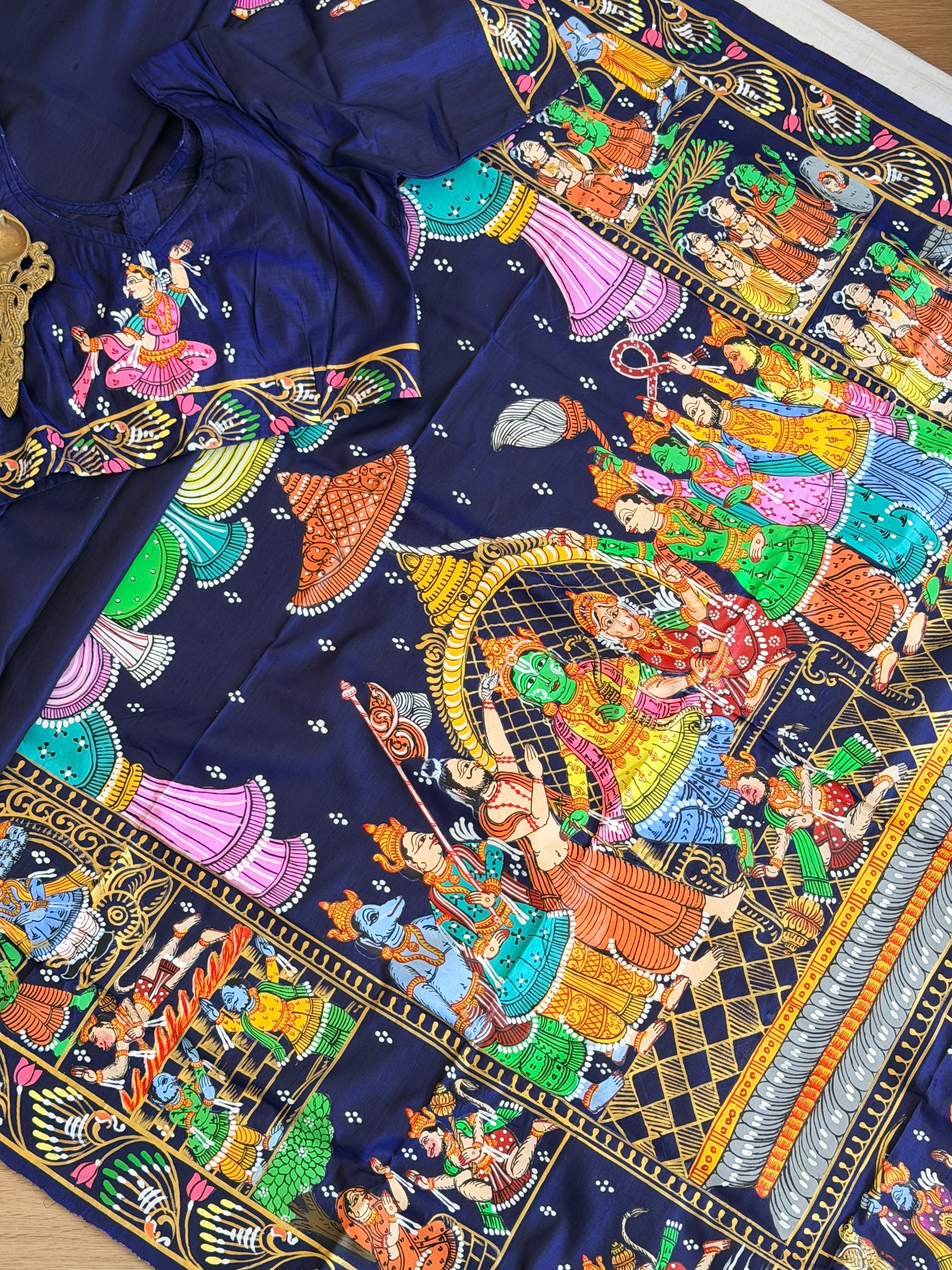 Pattachitra Ram darbar theme saree on pure silk