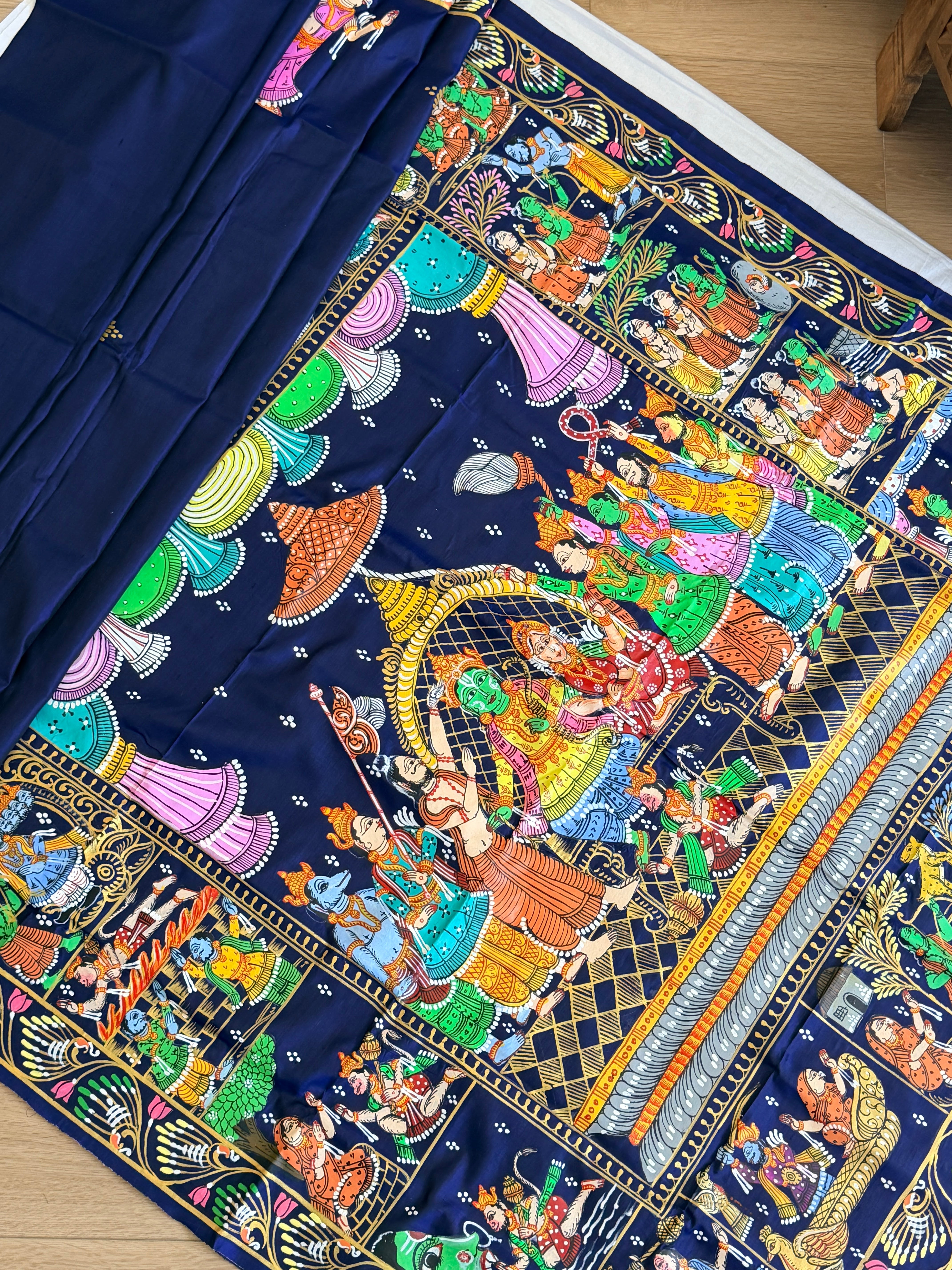 Pattachitra Ram darbar theme saree on pure silk