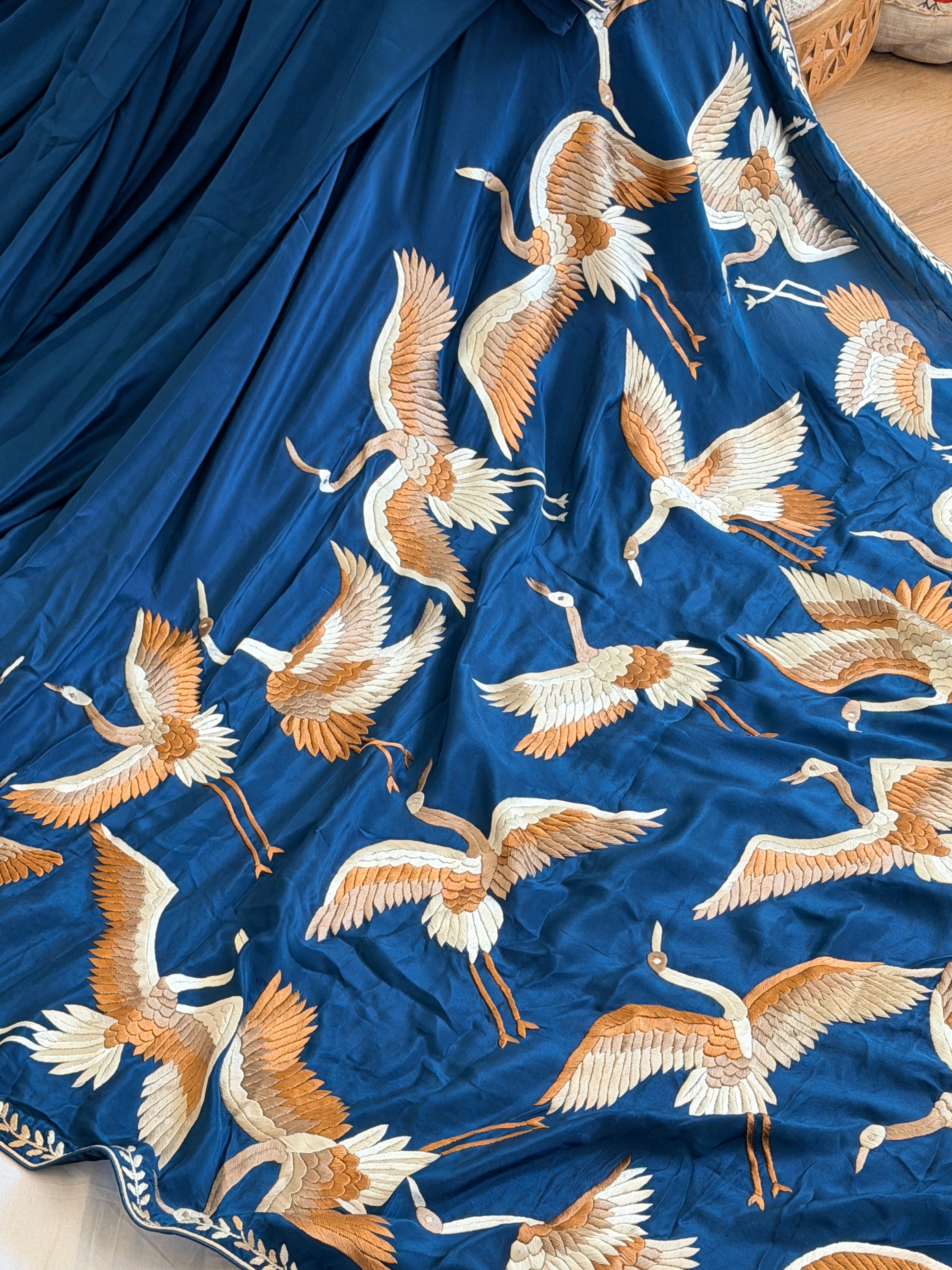 Parsi Gara hand embroidered crepe silk saree