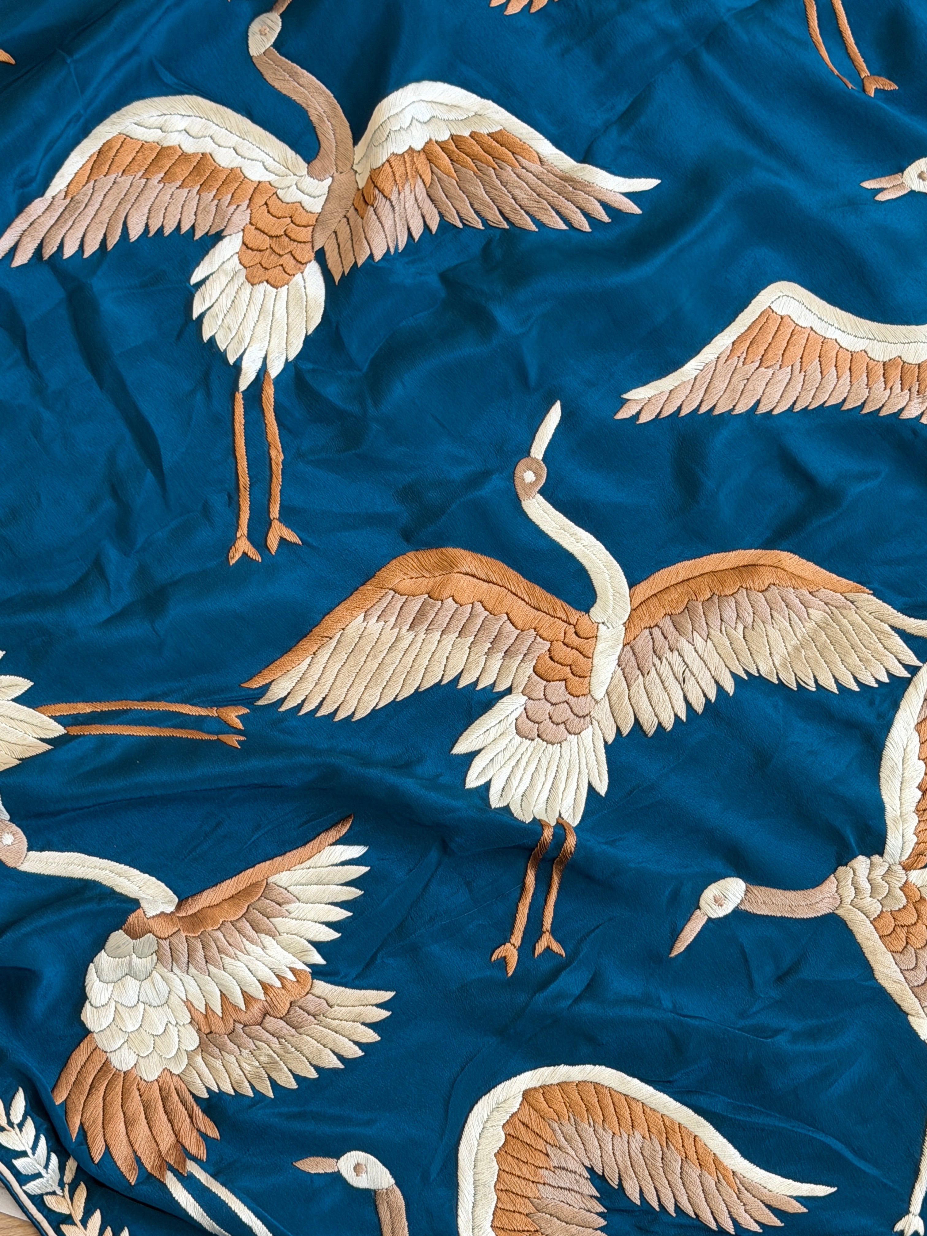 Parsi Gara hand embroidered crepe silk saree