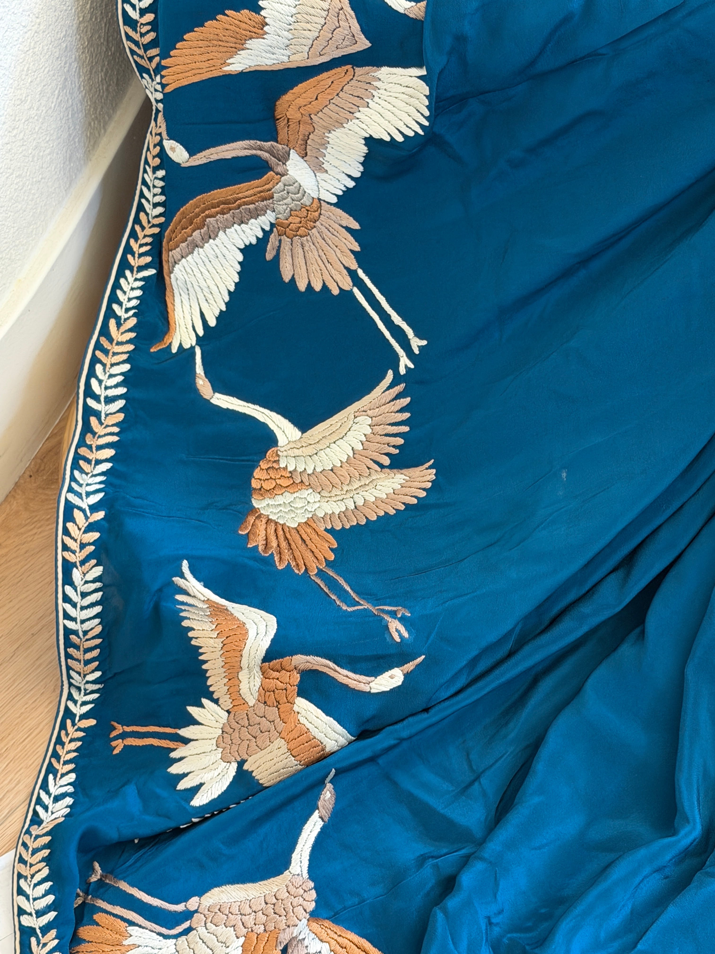 Parsi Gara hand embroidered crepe silk saree