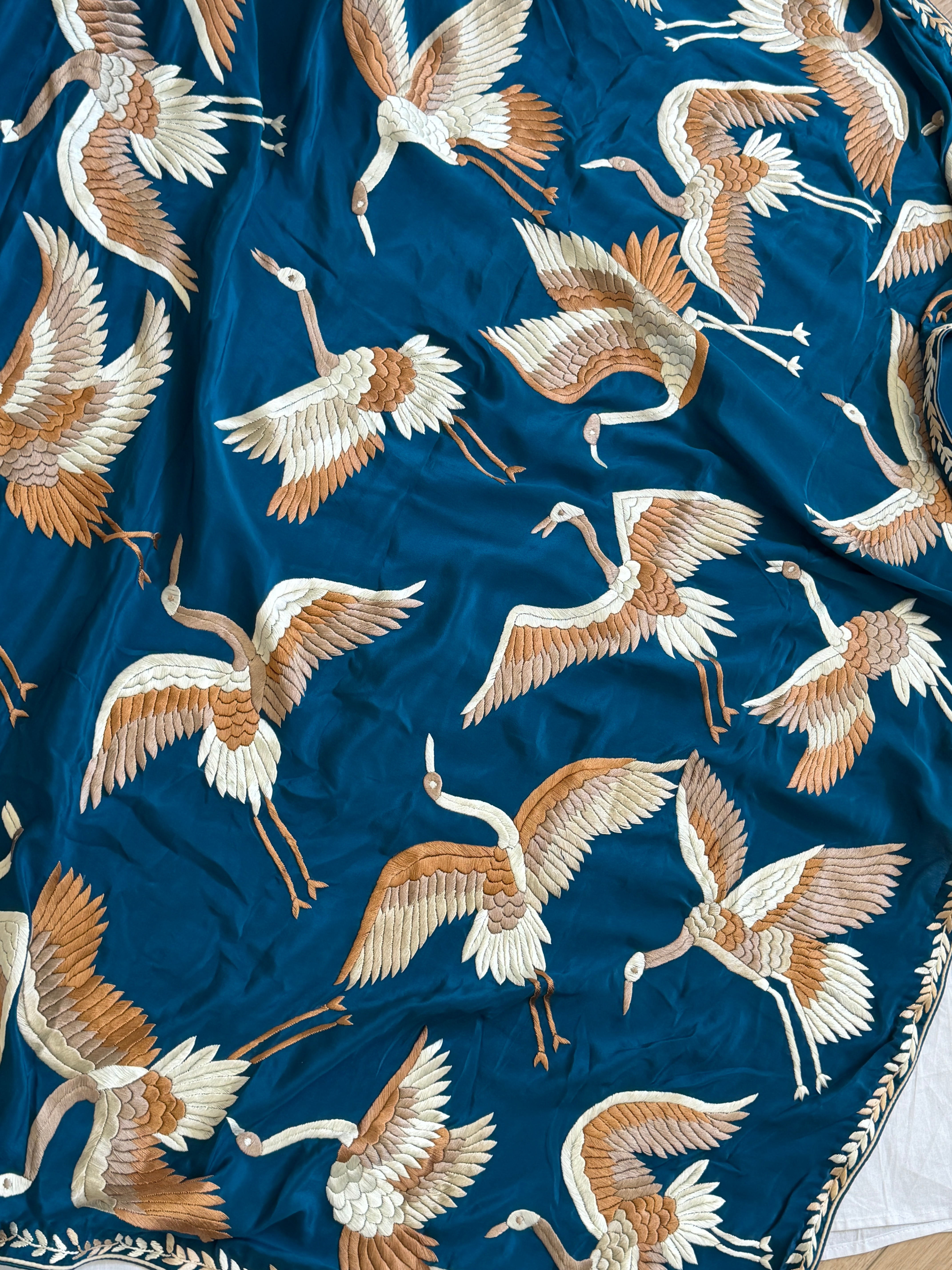 Parsi Gara hand embroidered crepe silk saree