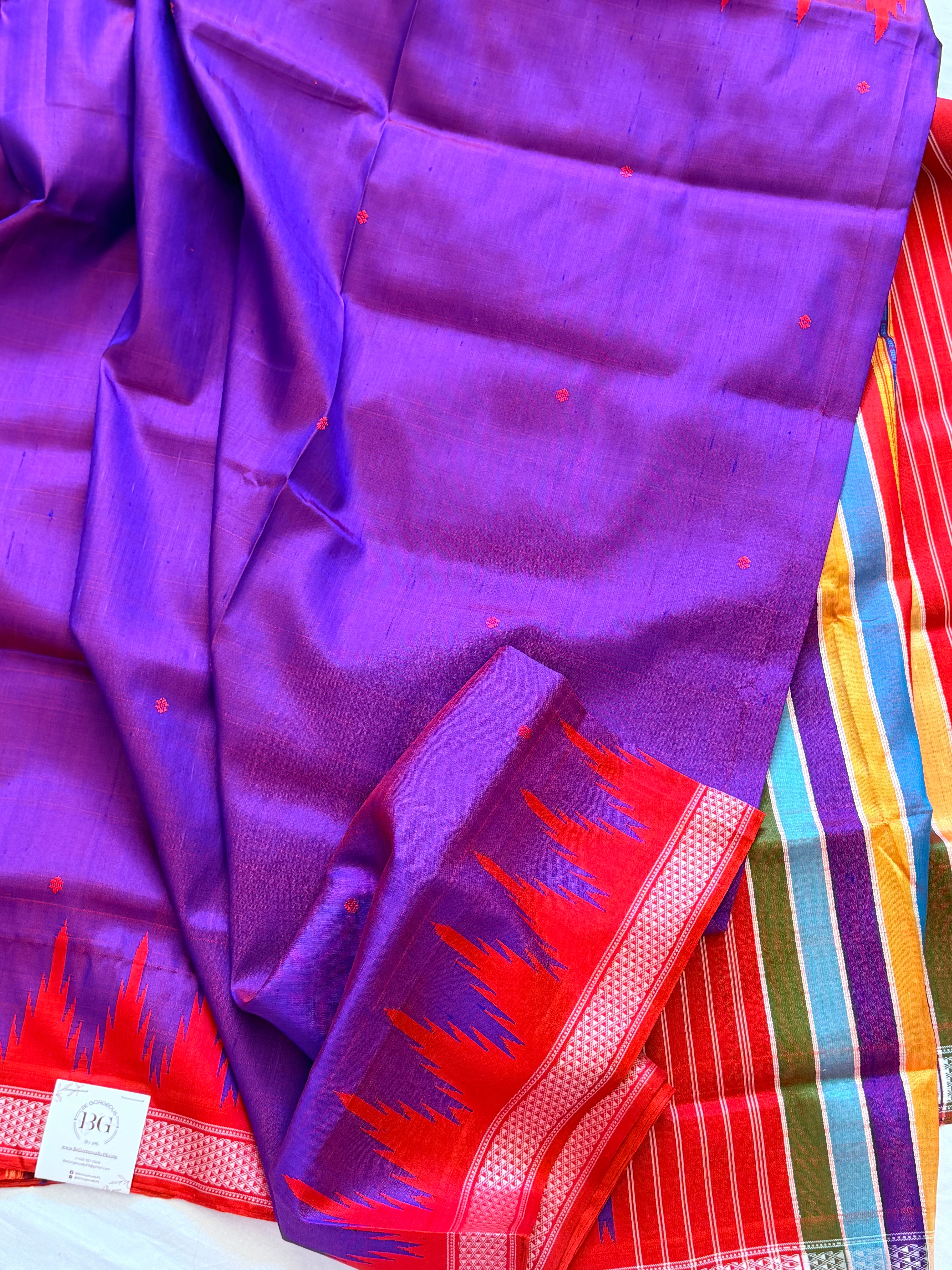 Berhampuri pure silk doubble palu purple red