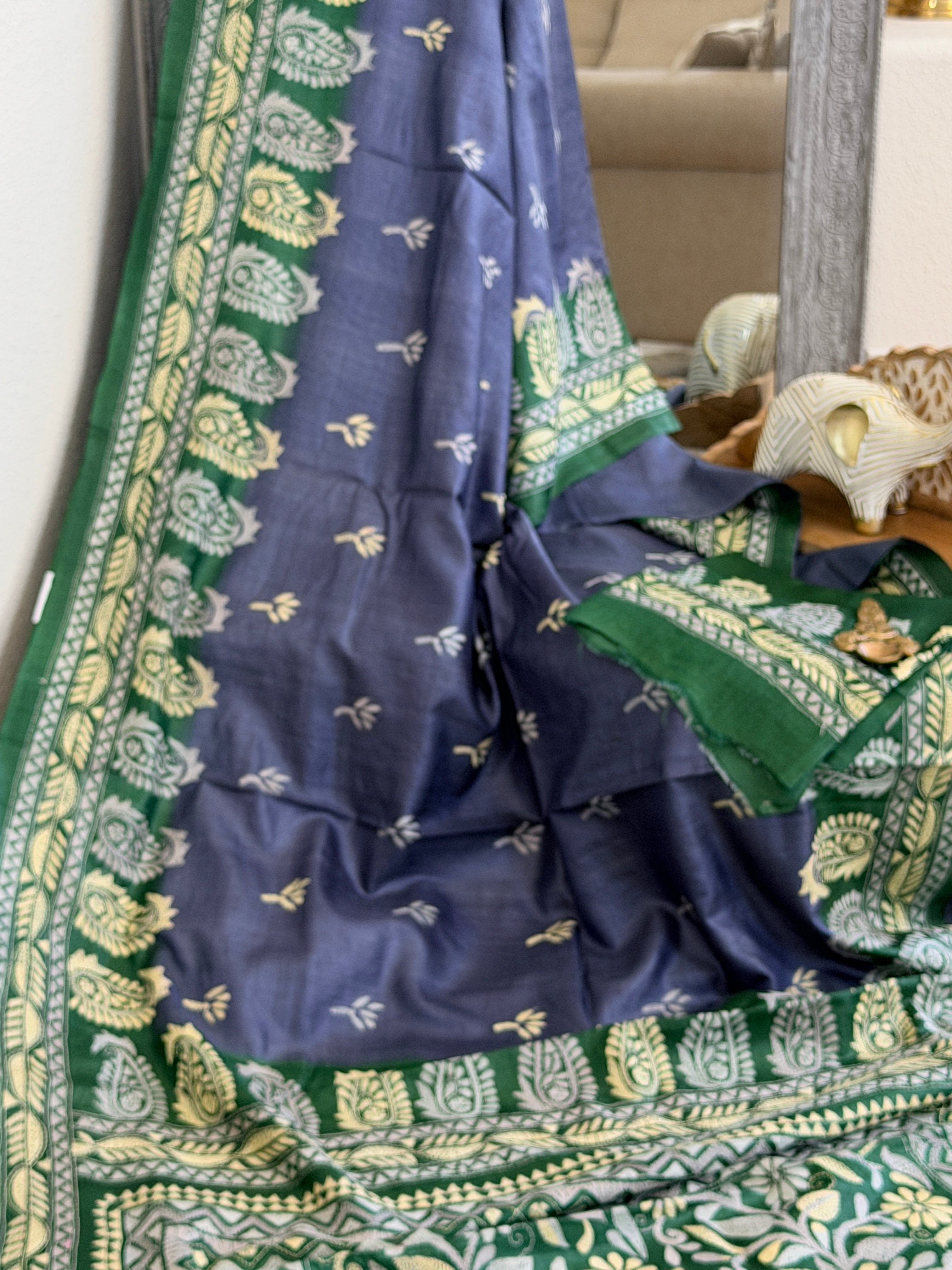 Kantha Stitch Saree on tussar silk