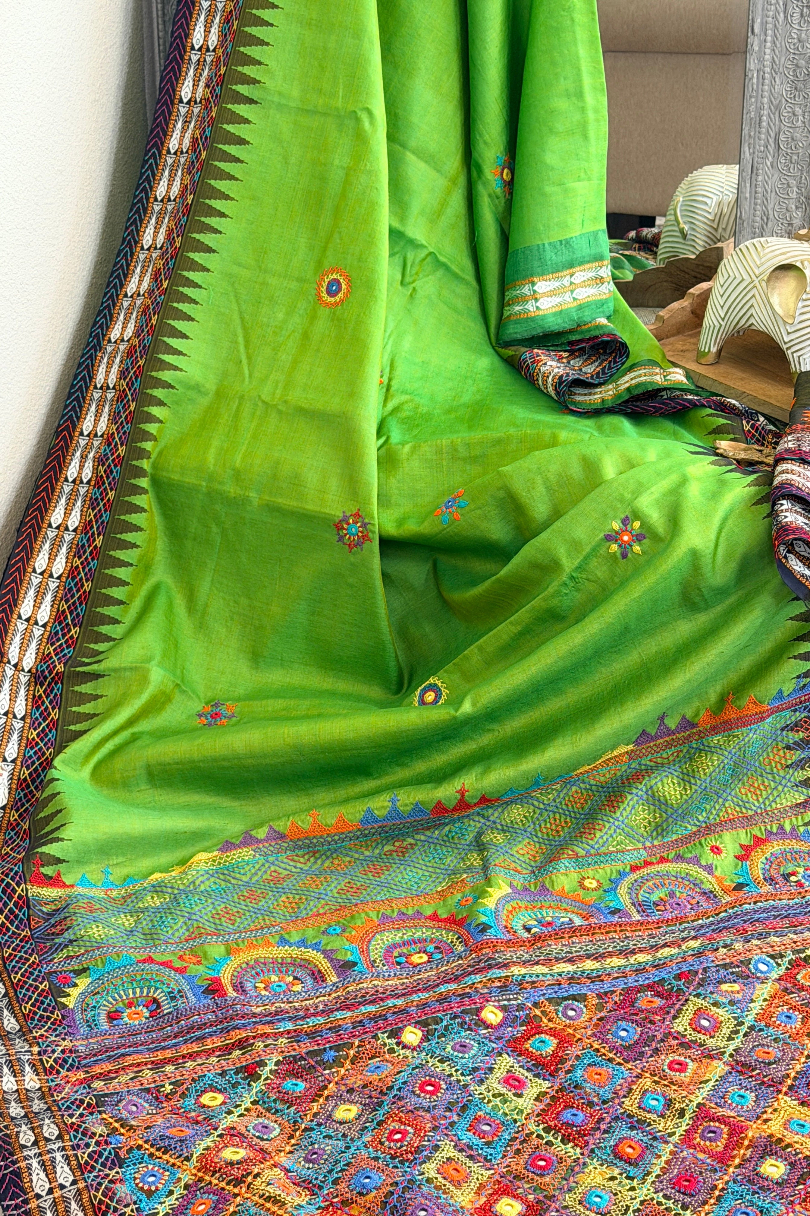 Lambani Hand Embroidered Raw Silk Saree