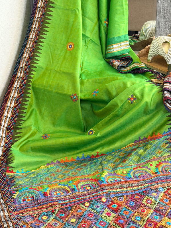 Lambani Hand Embroidered Raw Silk Saree