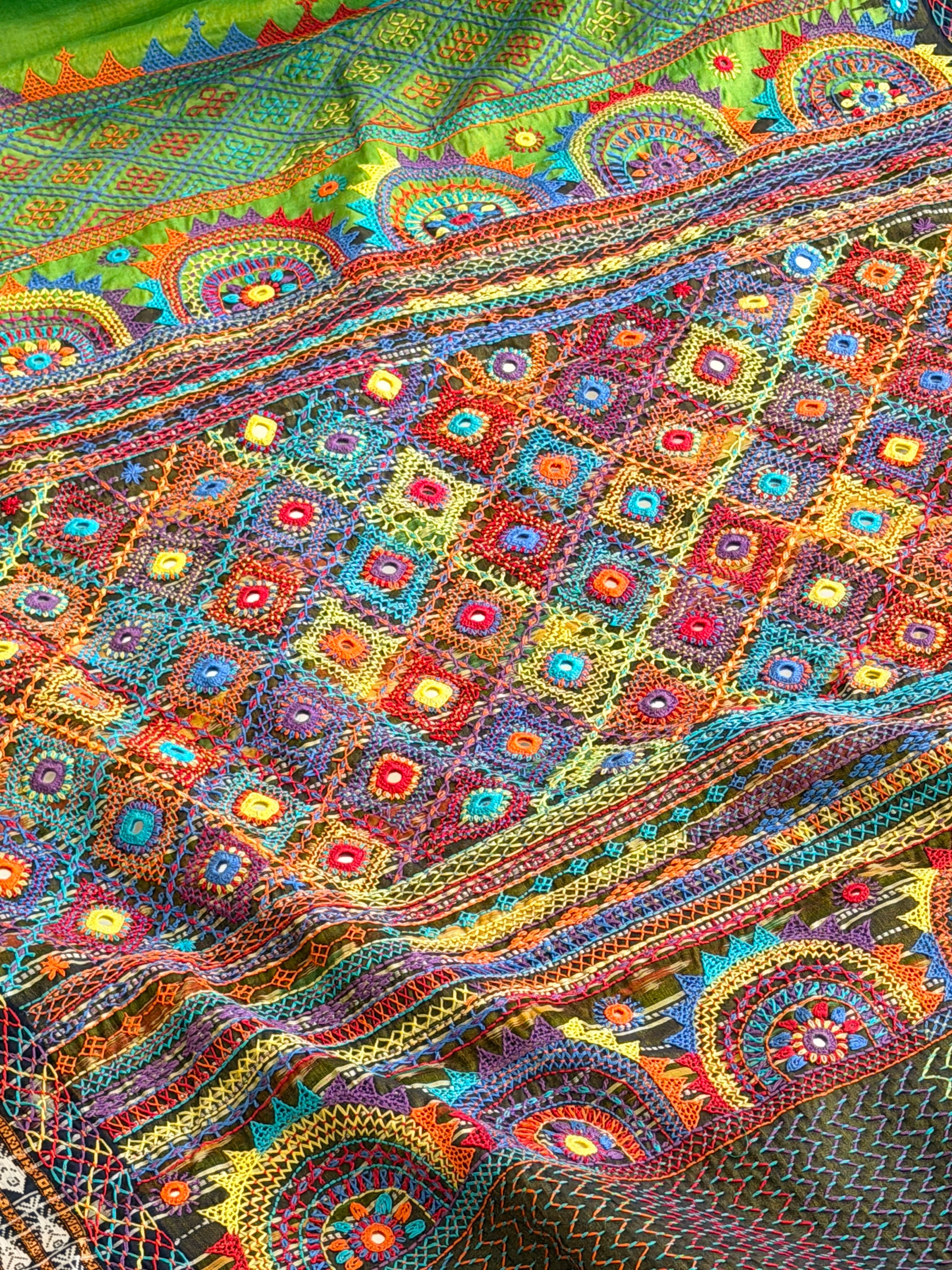 Lambani Hand Embroidered Raw Silk Saree