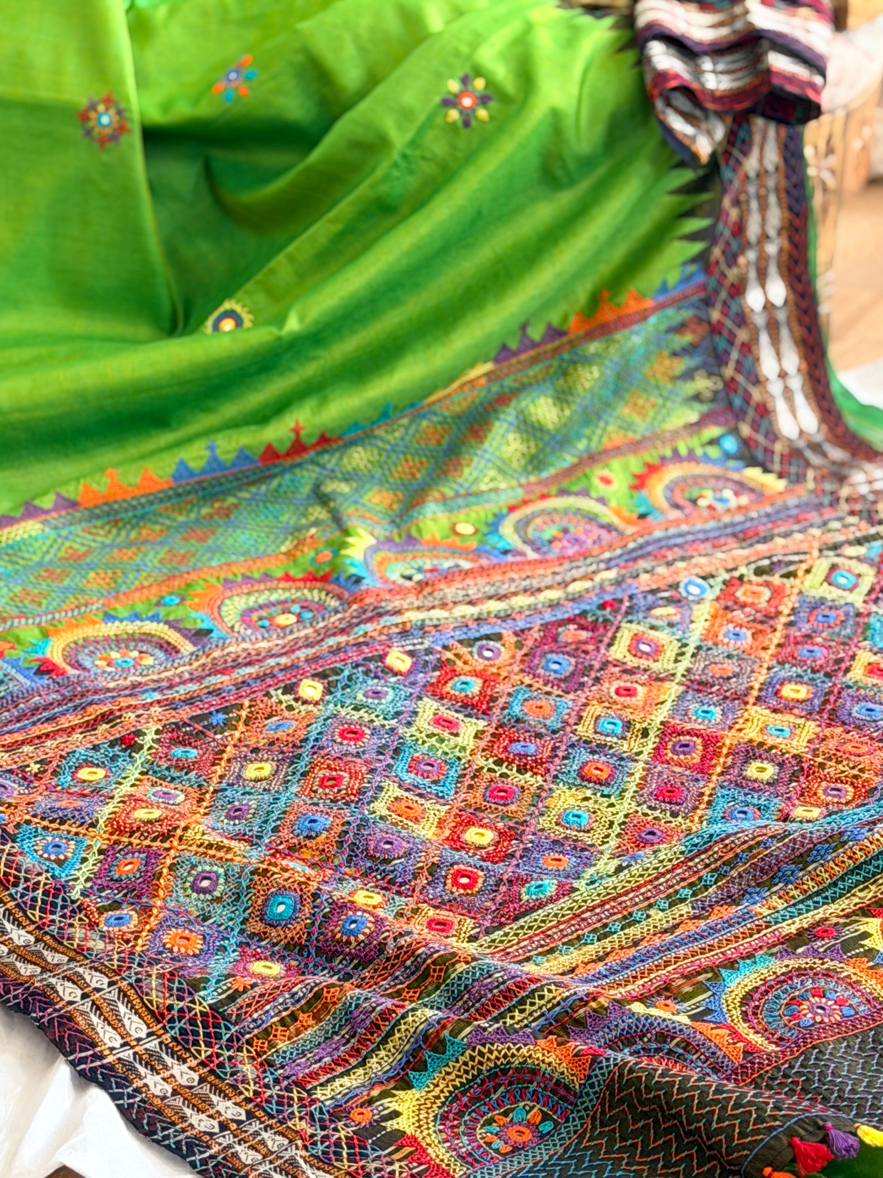 Lambani Hand Embroidered Raw Silk Saree