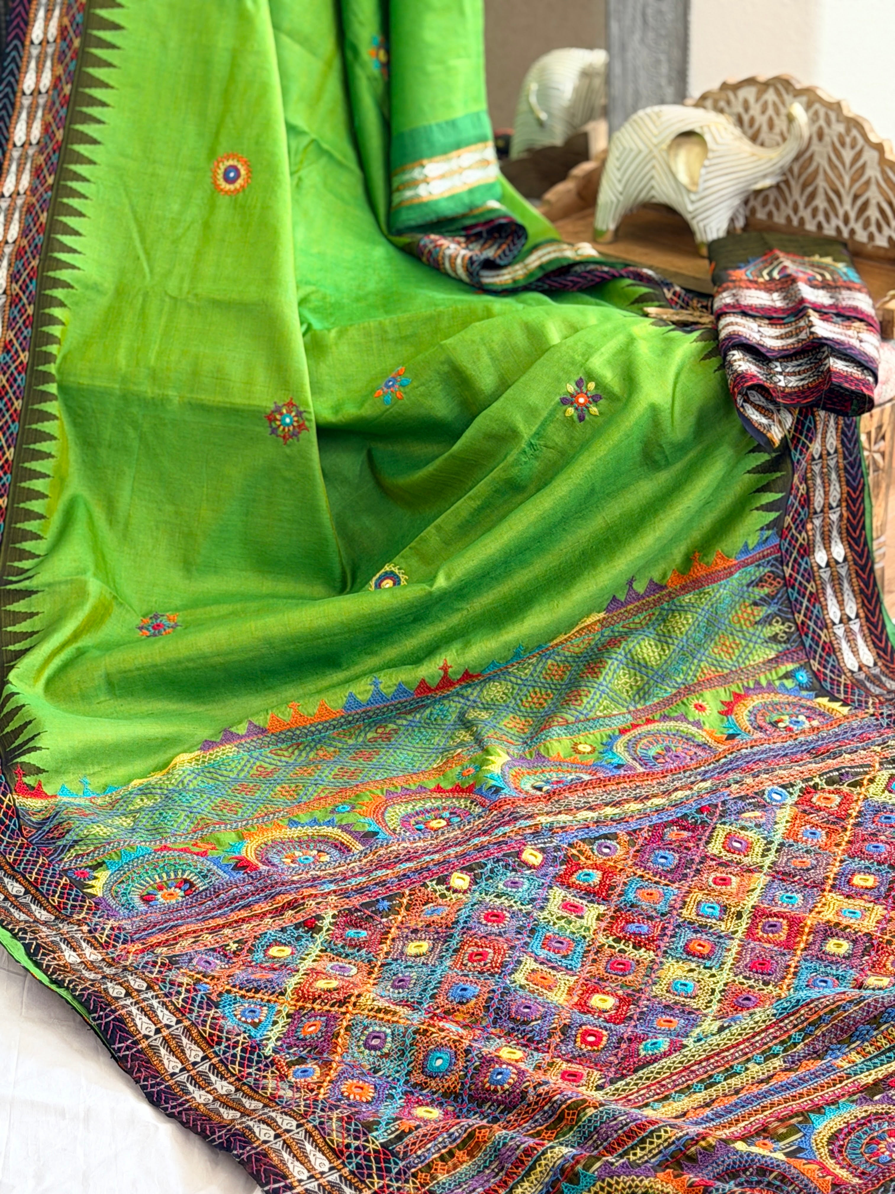 Lambani Hand Embroidered Raw Silk Saree