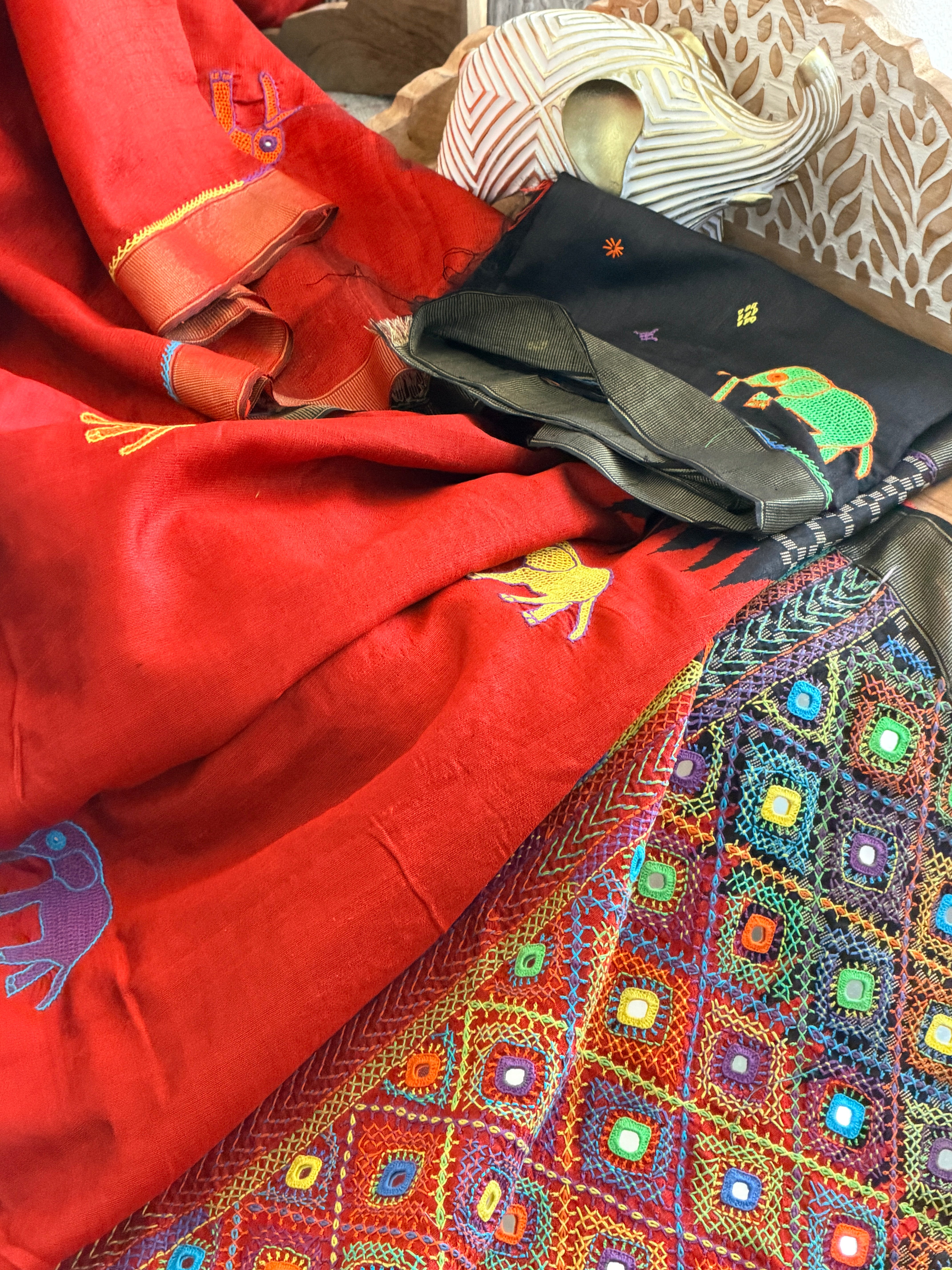Lambani Hand Embroidered Raw Silk Saree