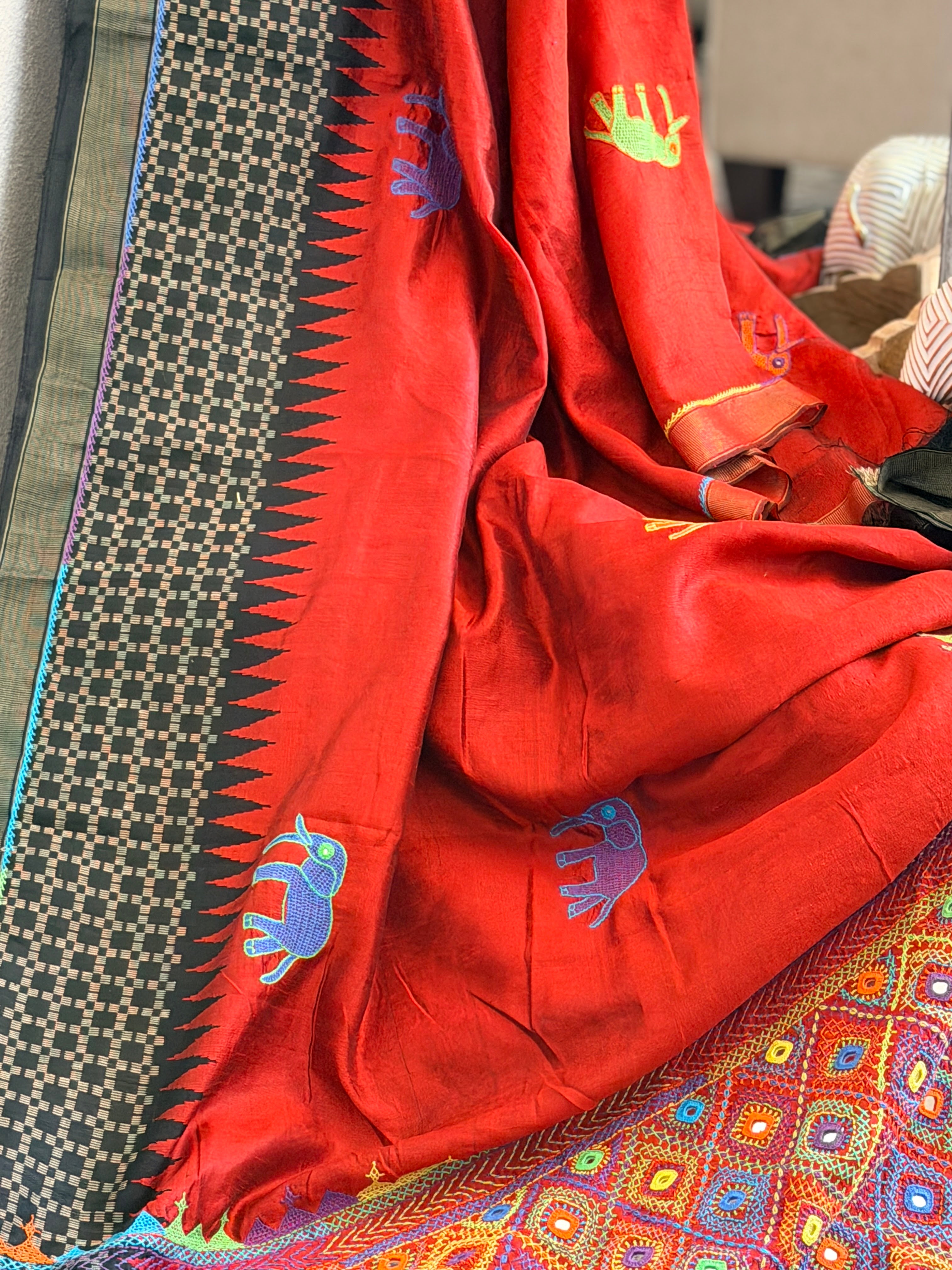 Lambani Hand Embroidered Raw Silk Saree