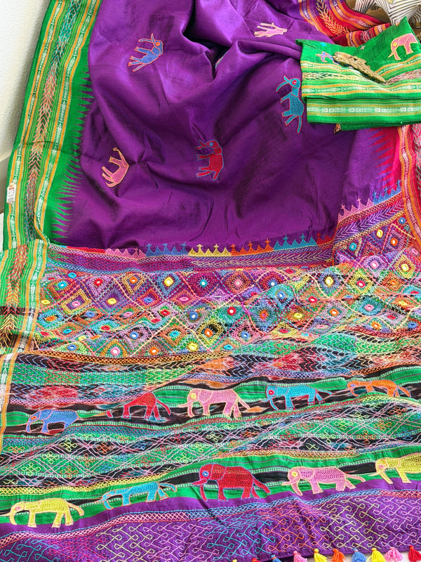 Lambani Hand Embroidered Raw Silk Saree