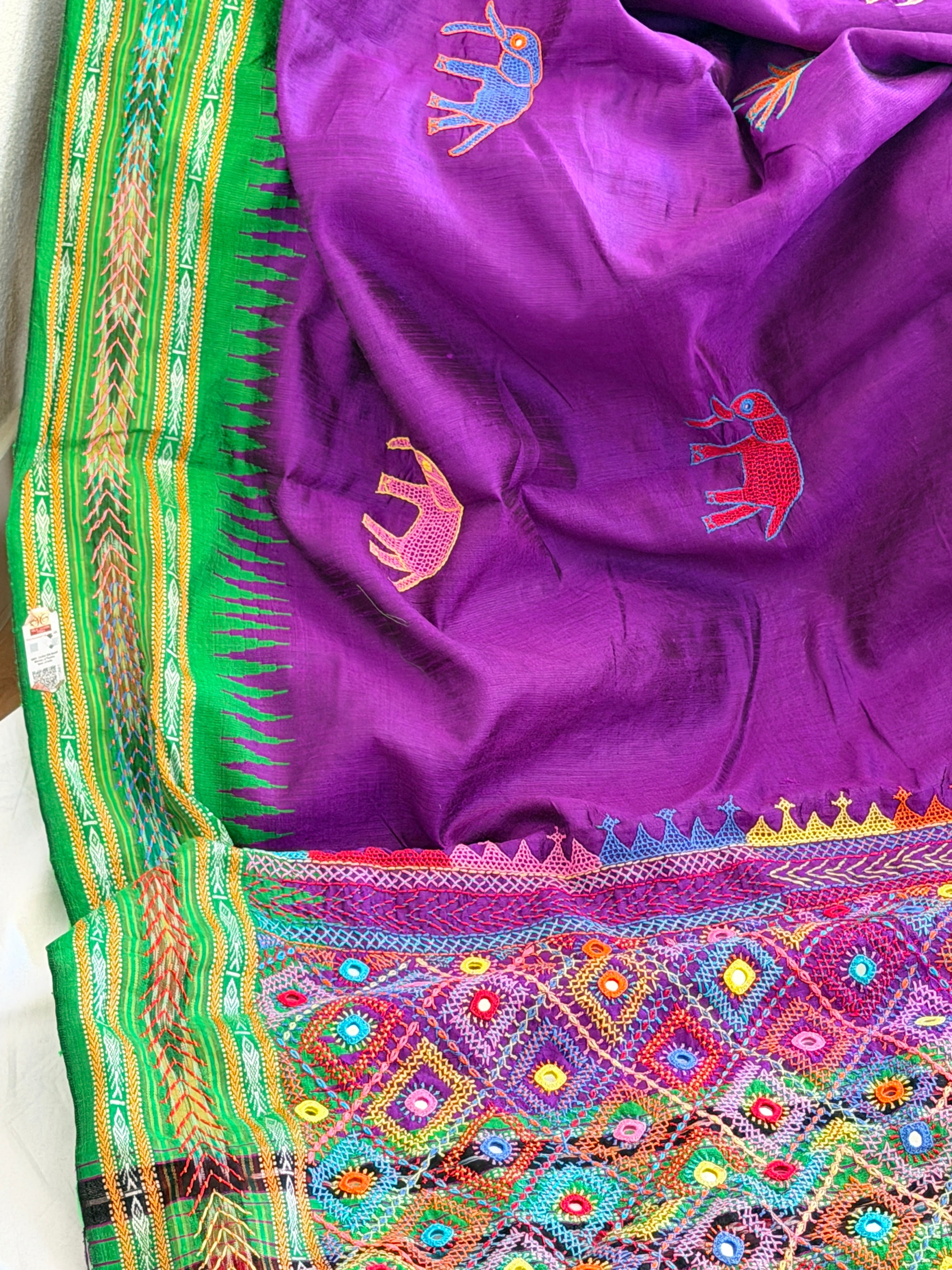 Lambani Hand Embroidered Raw Silk Saree