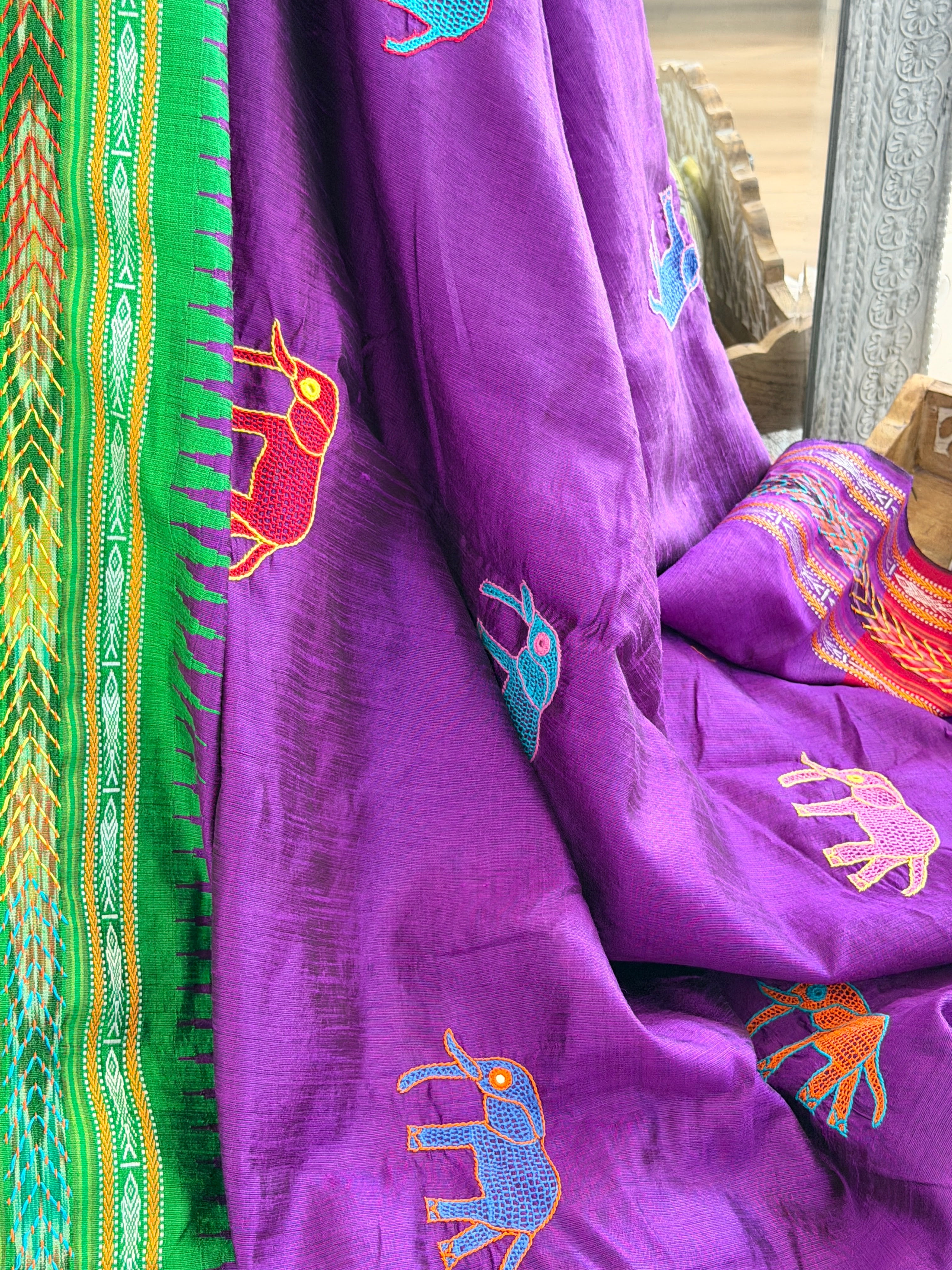 Lambani Hand Embroidered Raw Silk Saree