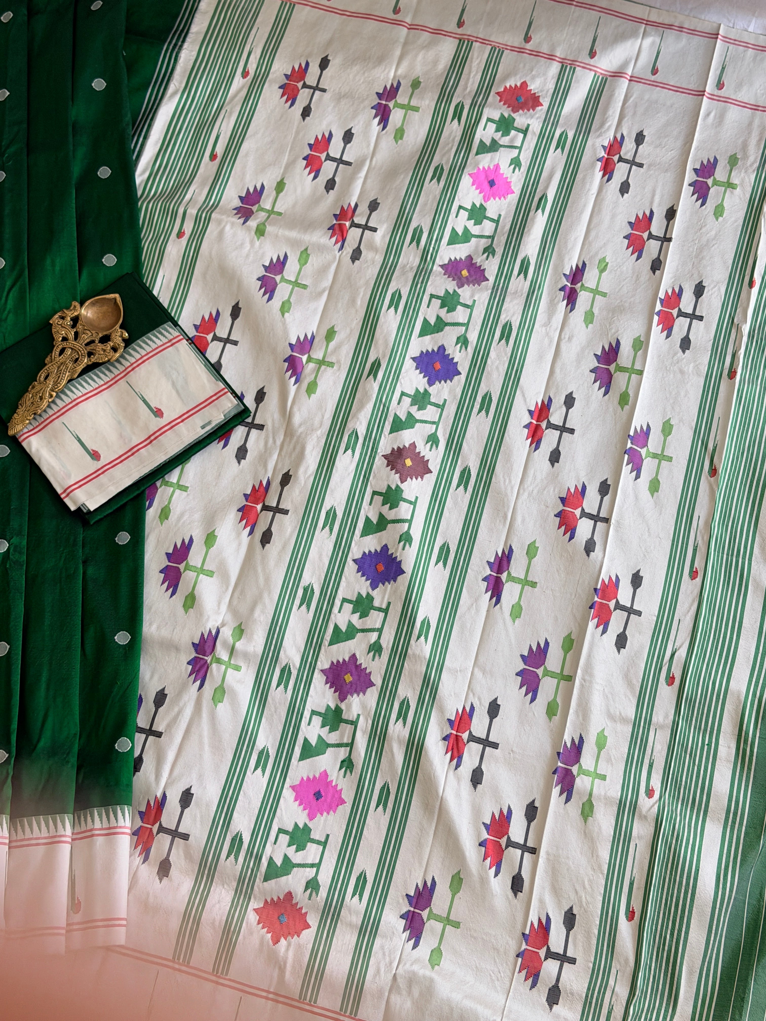 Paithani Muniya border Pure silk handloom saree