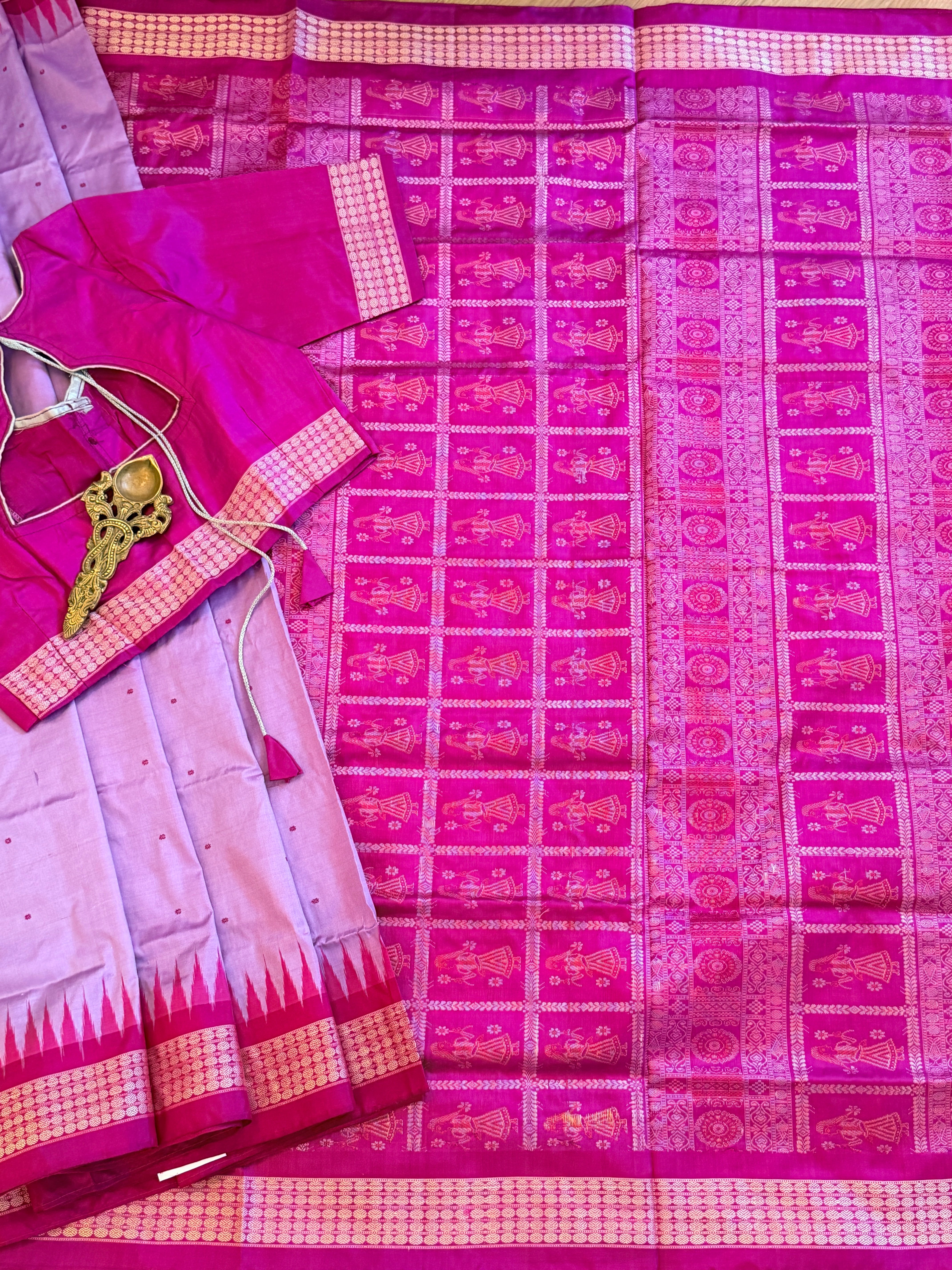 Purple Pure bomkai silk saree with bp