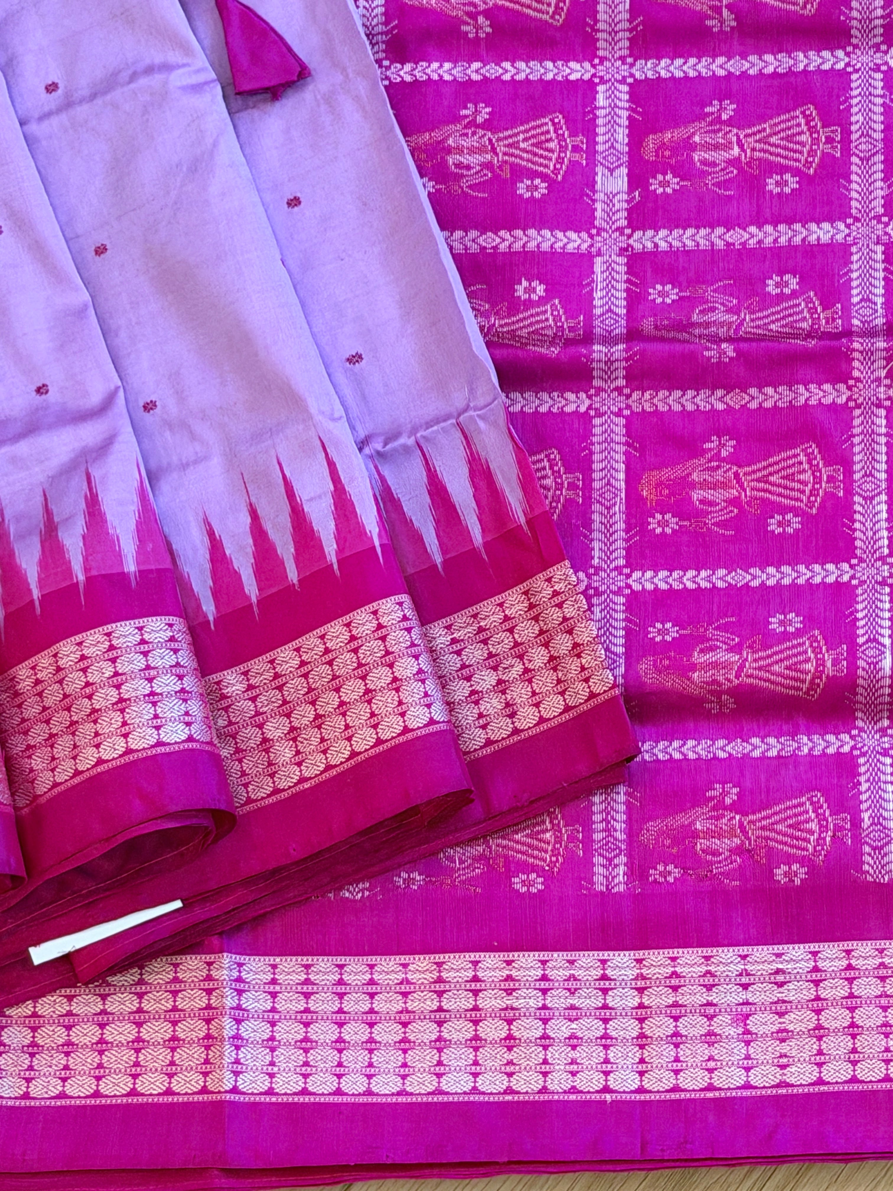 Purple Pure bomkai silk saree with bp