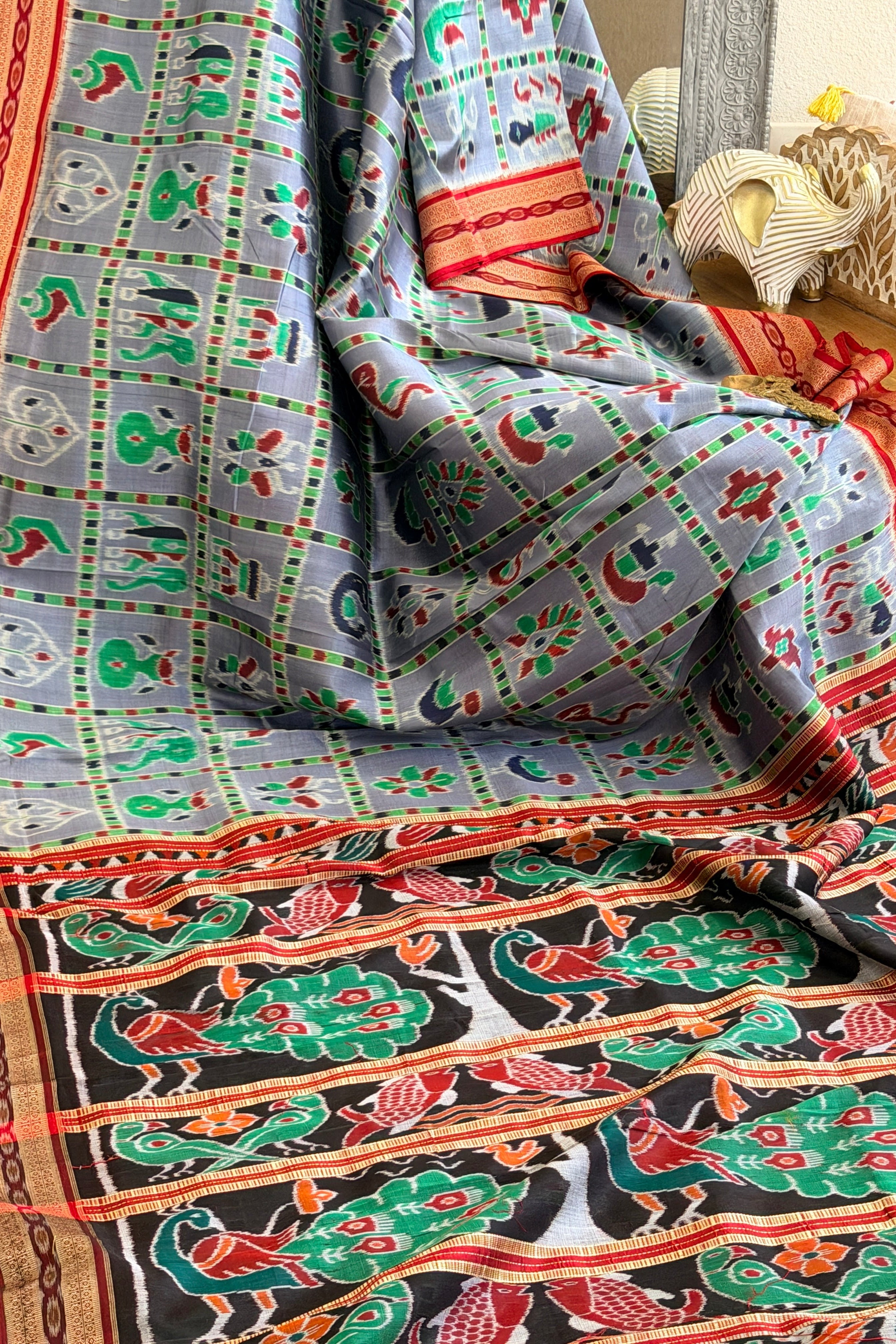 Grey Blue Nabhkothi Saree