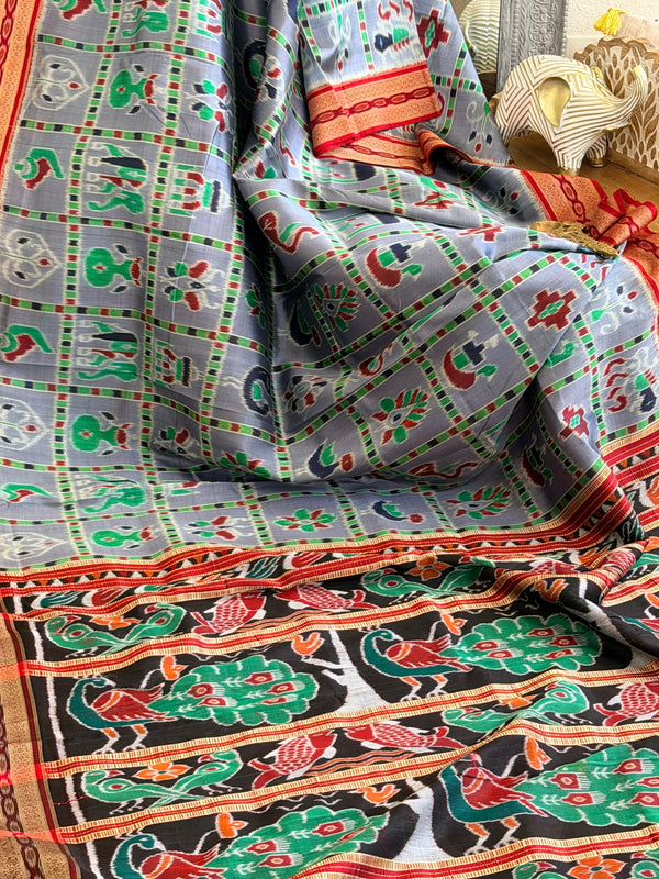 Grey Blue Nabhkothi Saree