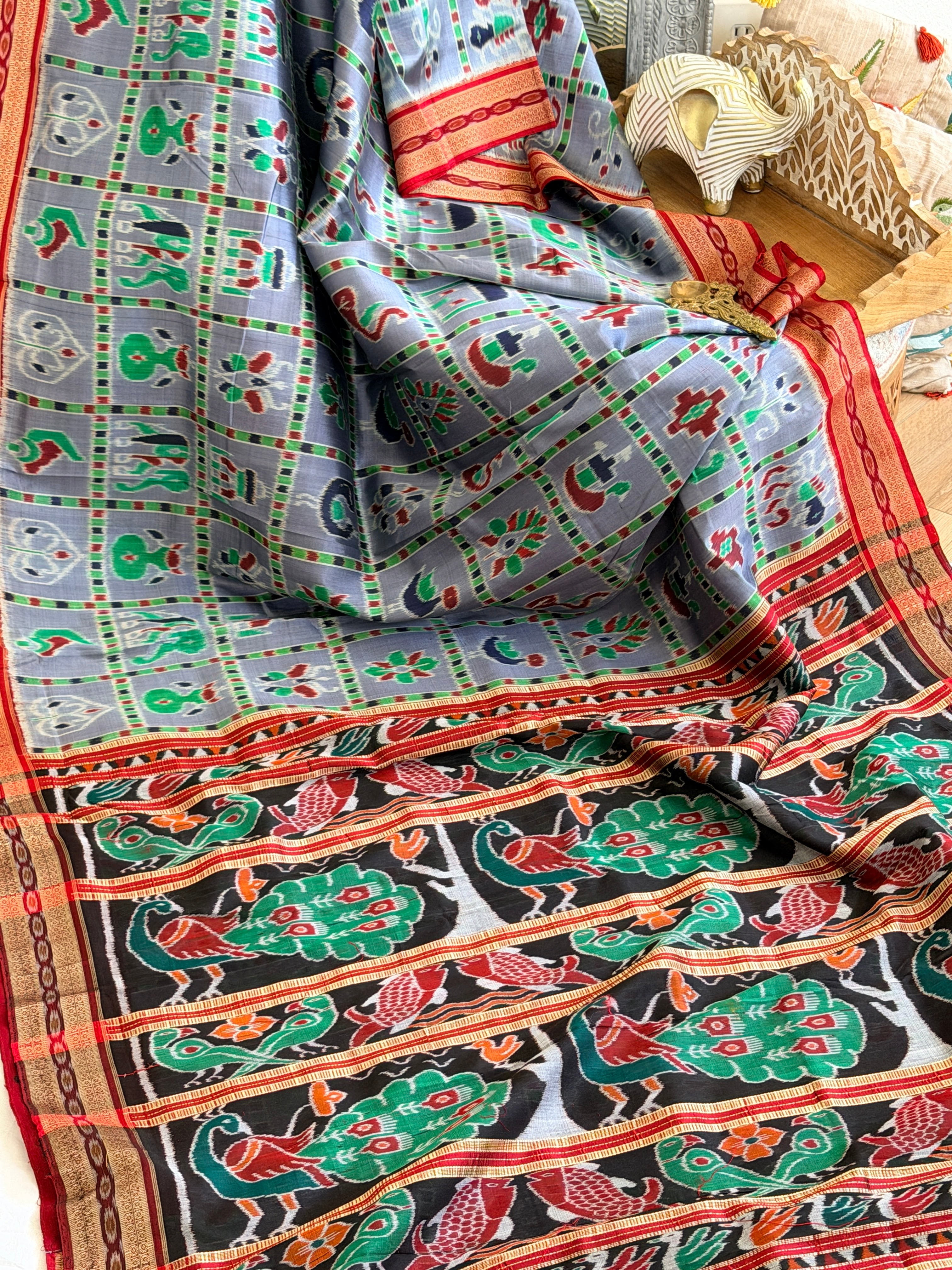 Grey Blue Nabhkothi Saree
