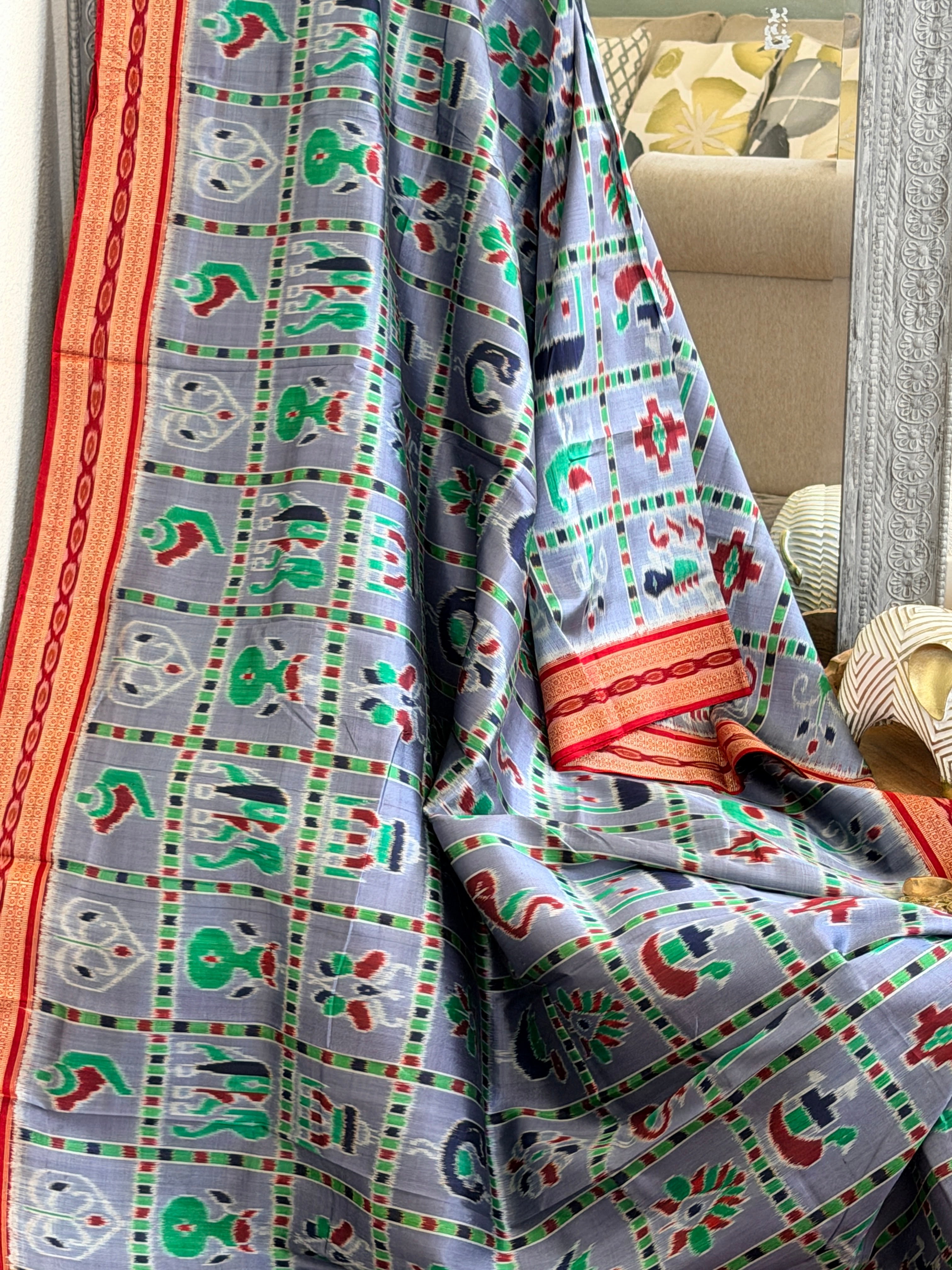 Grey Blue Nabhkothi Saree