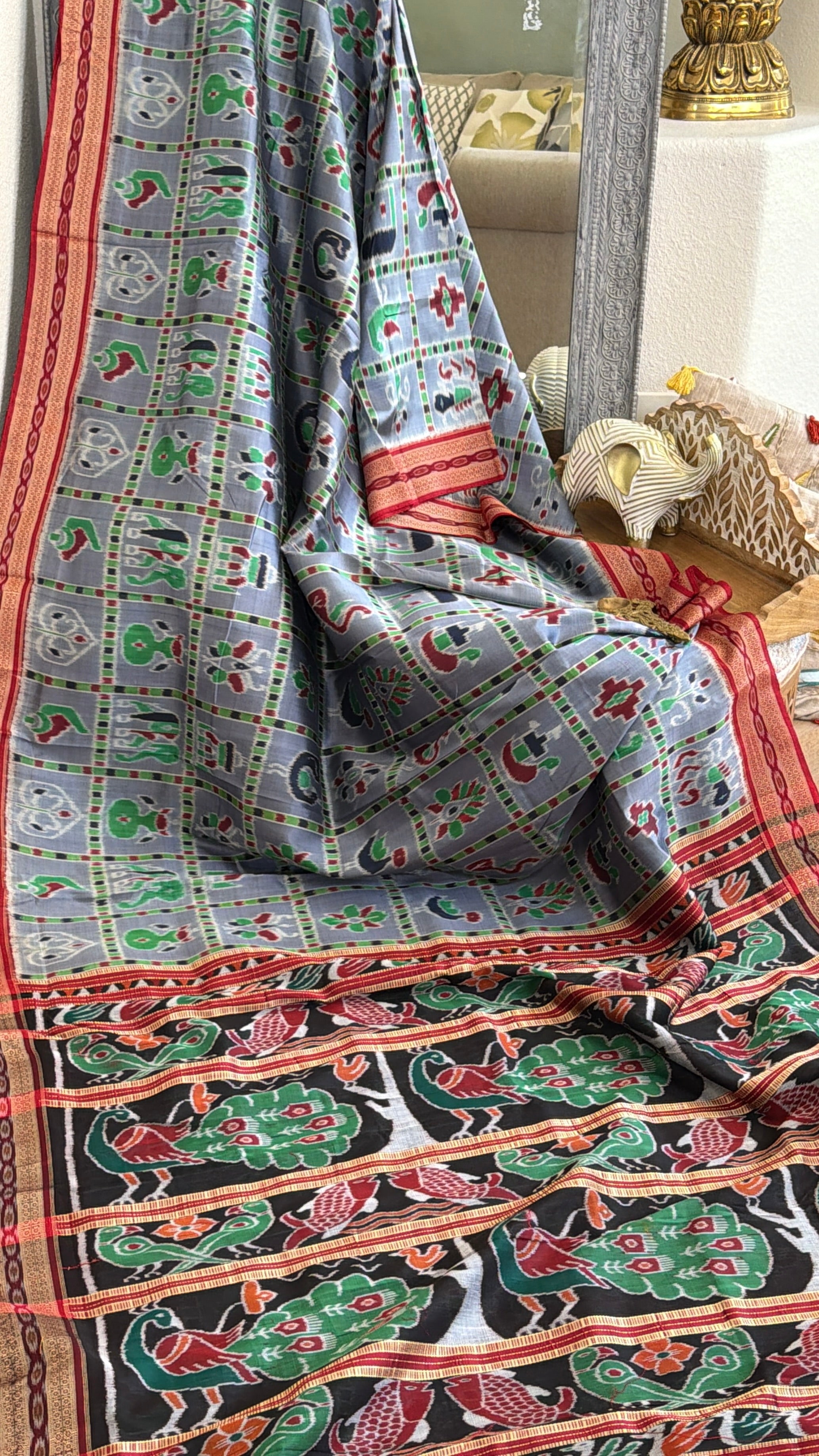 Grey Blue Nabhkothi Saree