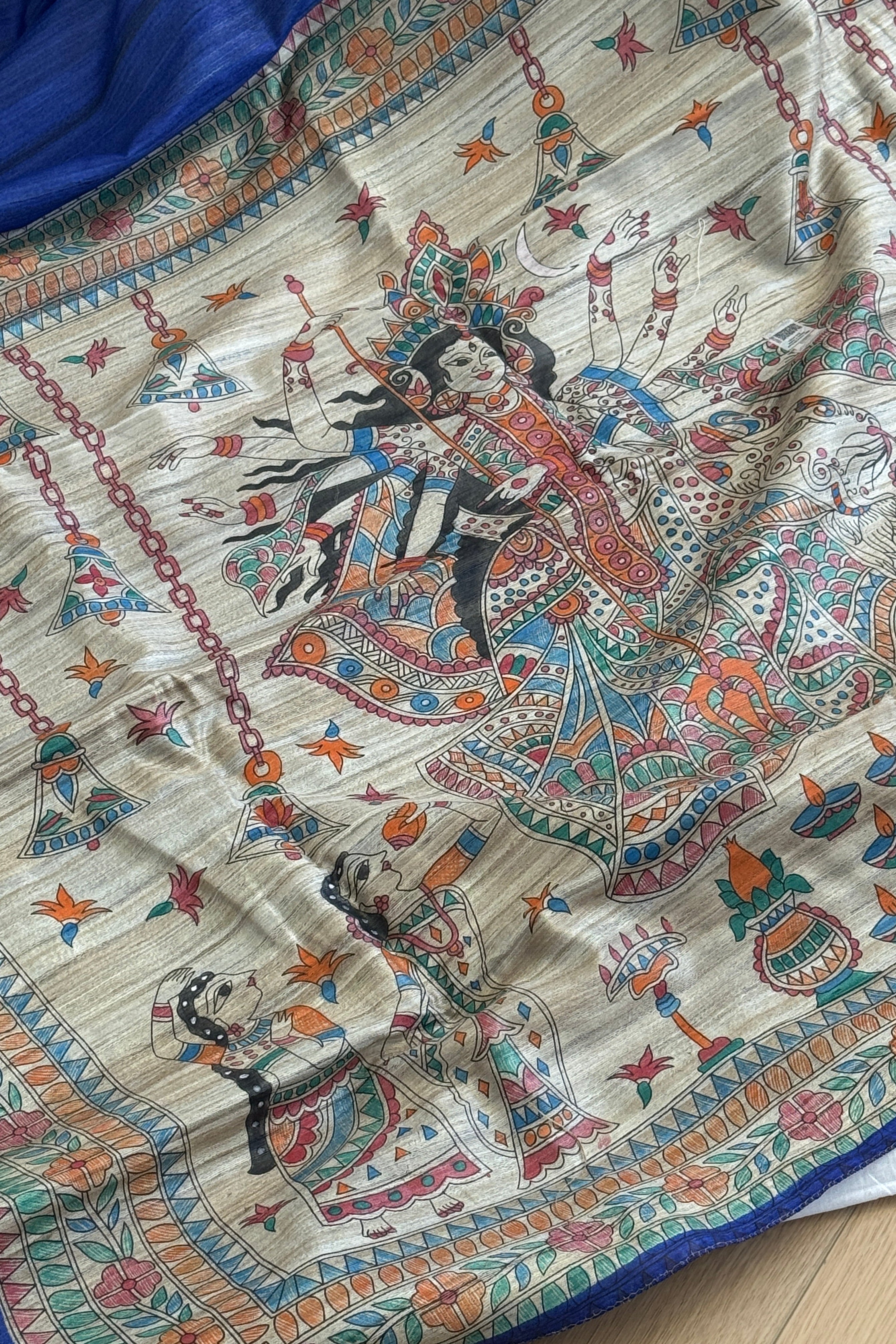 Gitcha Tussar Silk Madhubani Painted Saree