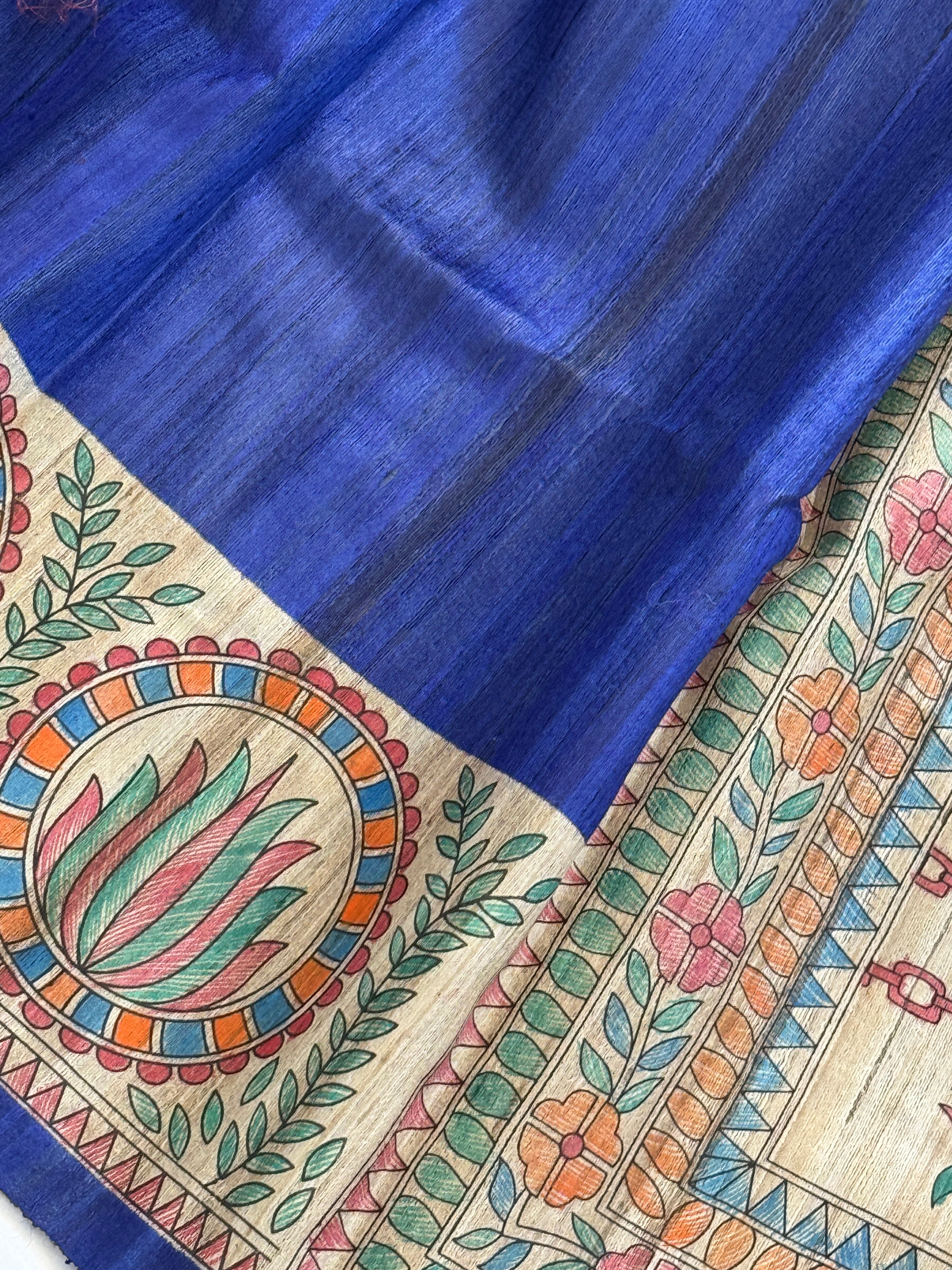 Gitcha Tussar Silk Madhubani Painted Saree