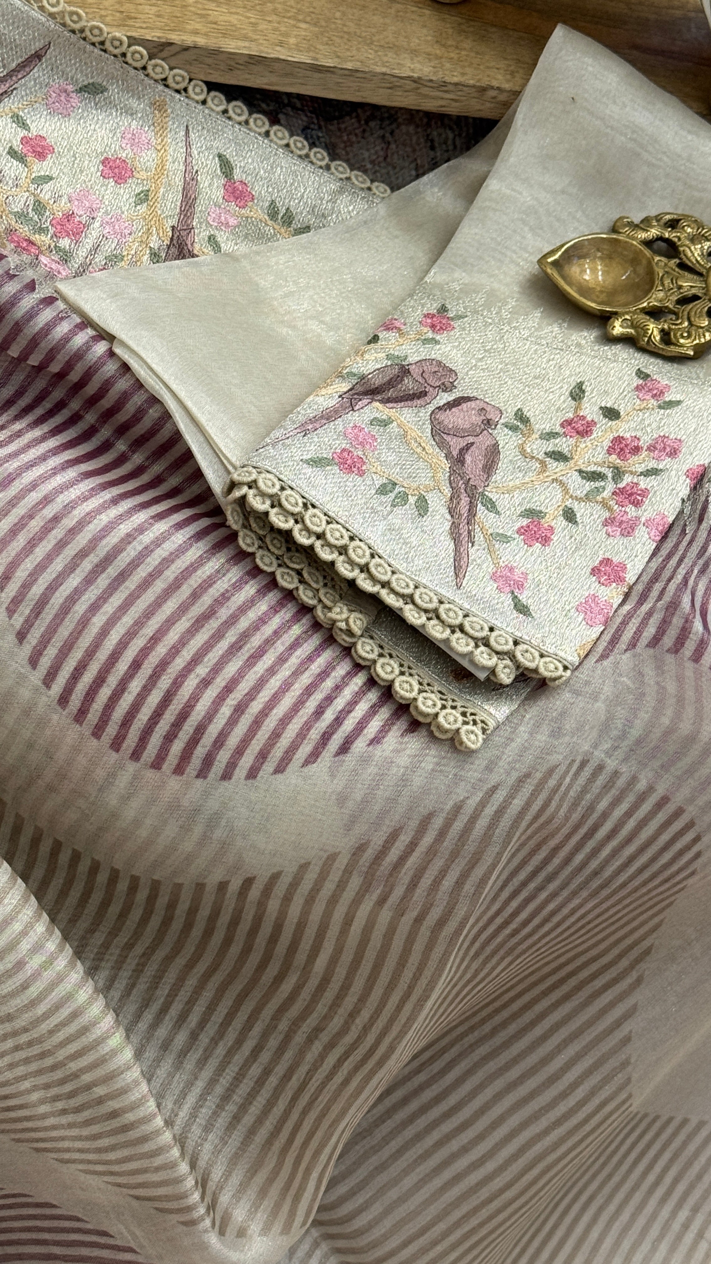 Tissue Silk Saree with paithani woven borders and pallu