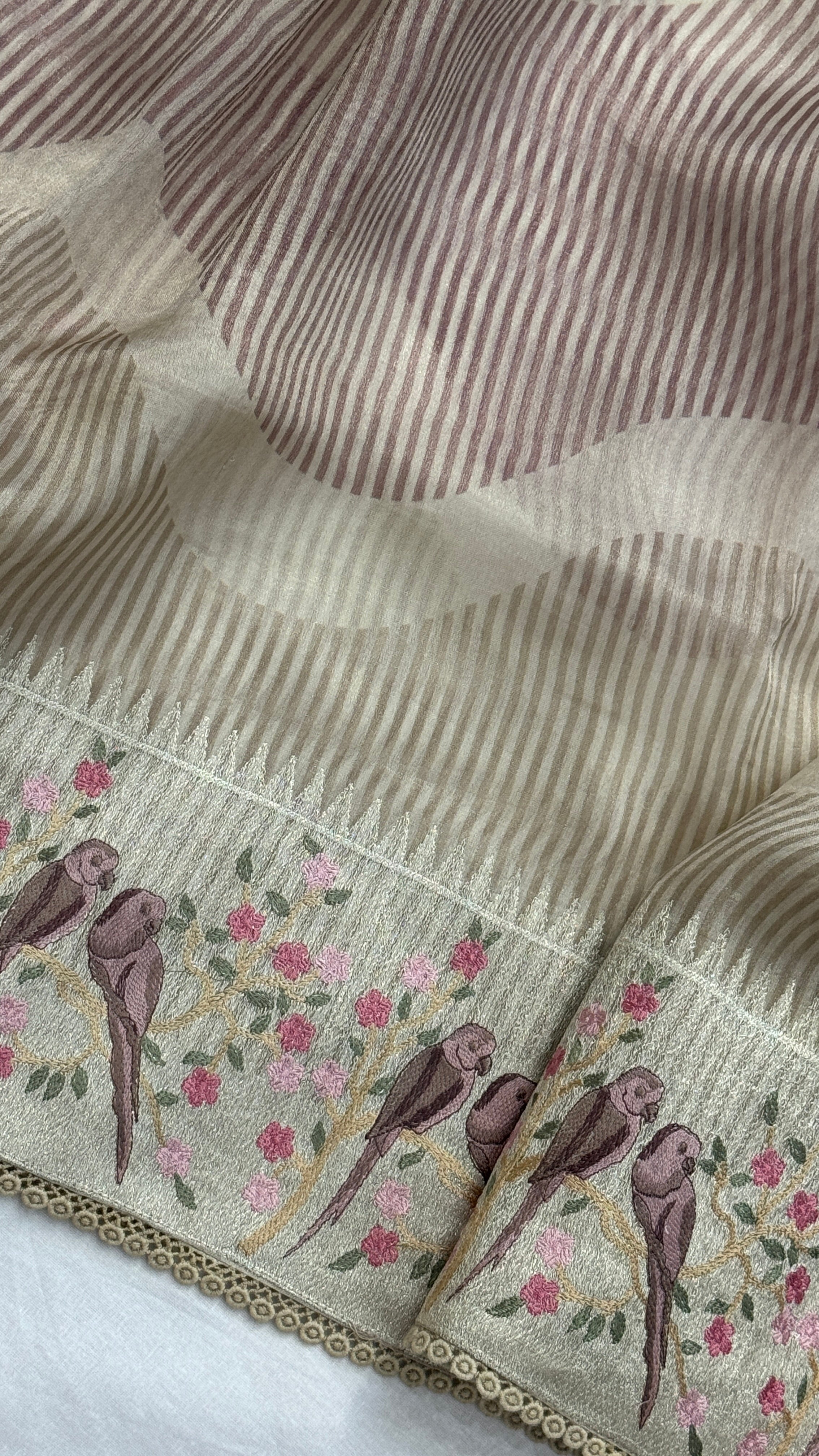 Tissue Silk Saree with paithani woven borders and pallu
